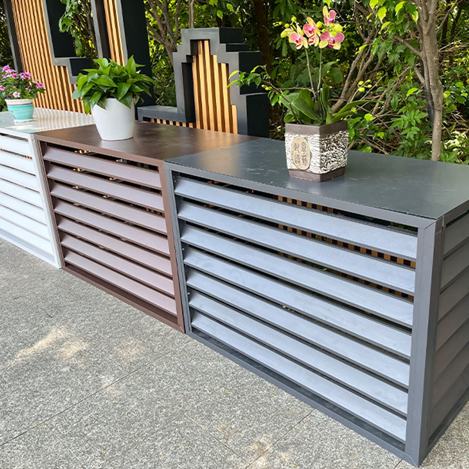 Wodoodporna aluminiowa mini dzielona osłona klimatyzatora wiatroszczelna i przeciwgradowa ochrona do jednostek zewnętrznych materiał zewnętrzny osłona odporna na warunki atmosferyczne