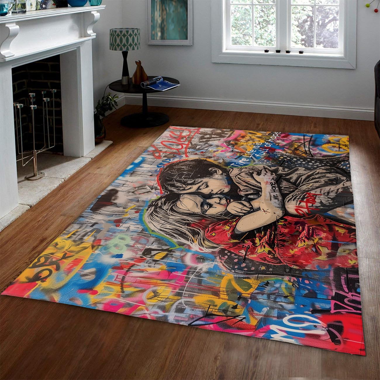 Dywan 120 x 180 cm nowoczesny pop-art miłość rodzinna dywanik wejściowy do domu biuro na łóżko ładne toalety chłopcy i dziewczęta łazienka duża podłoga wystrój graffiti wyjątkowa klasa