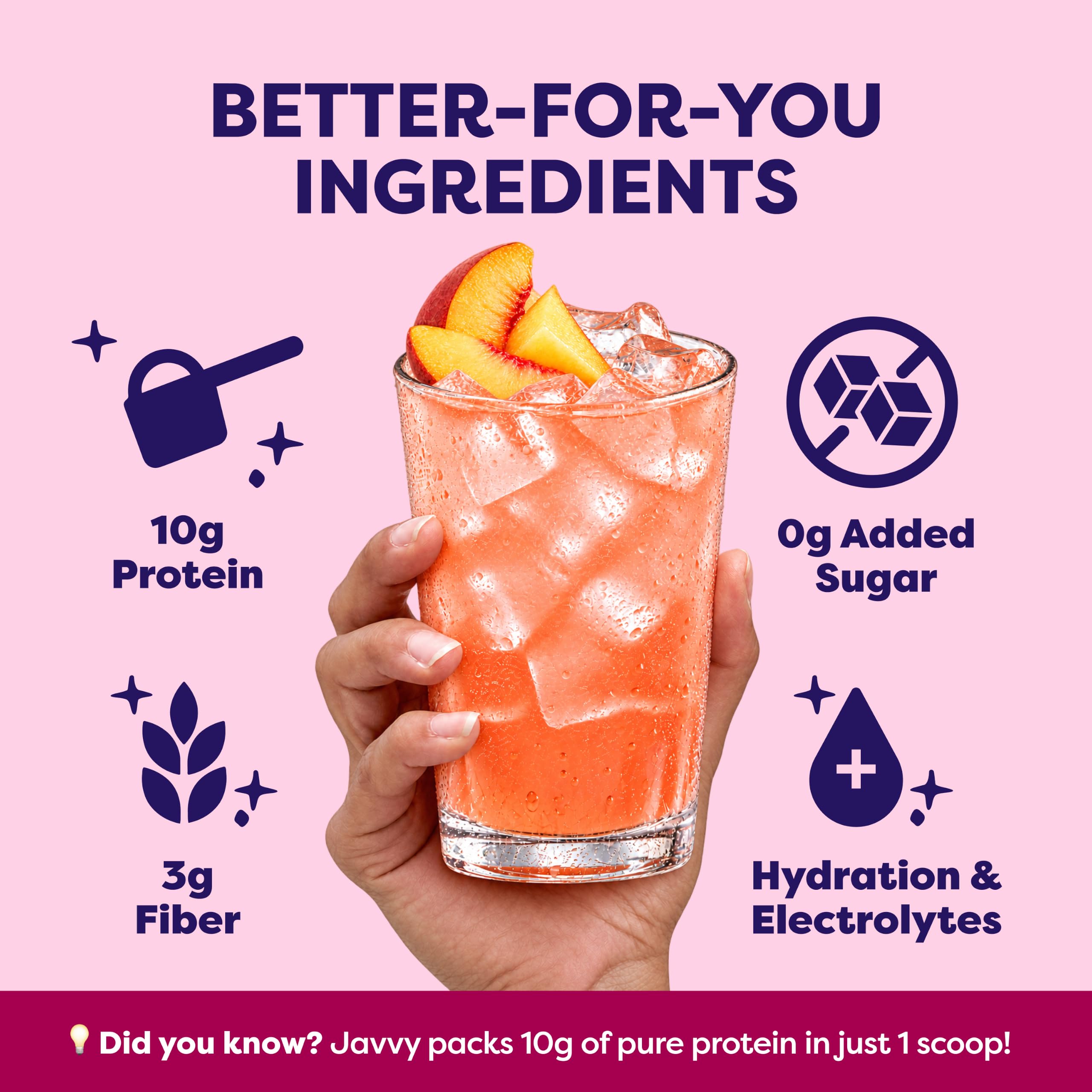 Javvy Clear Protein Powder with Clear Whey Protein, Peach Passion — Amazon image 3