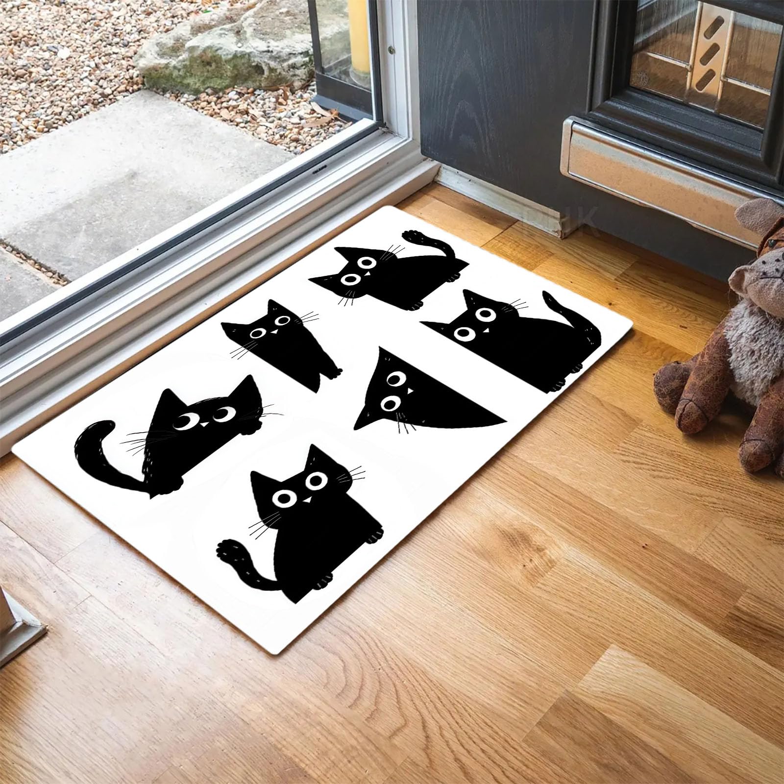 Tapis chat noir mignon pour entrée et salle de bain cosy
