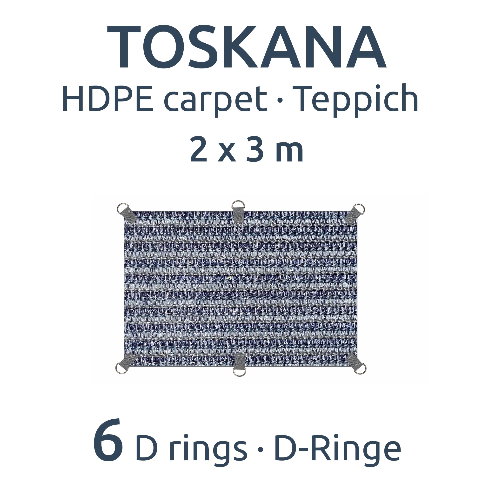 your GEAR Toskana HDPE Outdoor Teppich – Vorzeltteppich 200x300 cm wetterfest – Atmungsaktive Picknickdecke wasserfest – Campingteppich robust für Wohnwagen, Balkon oder Strand, mit D-Ringen & Tasche