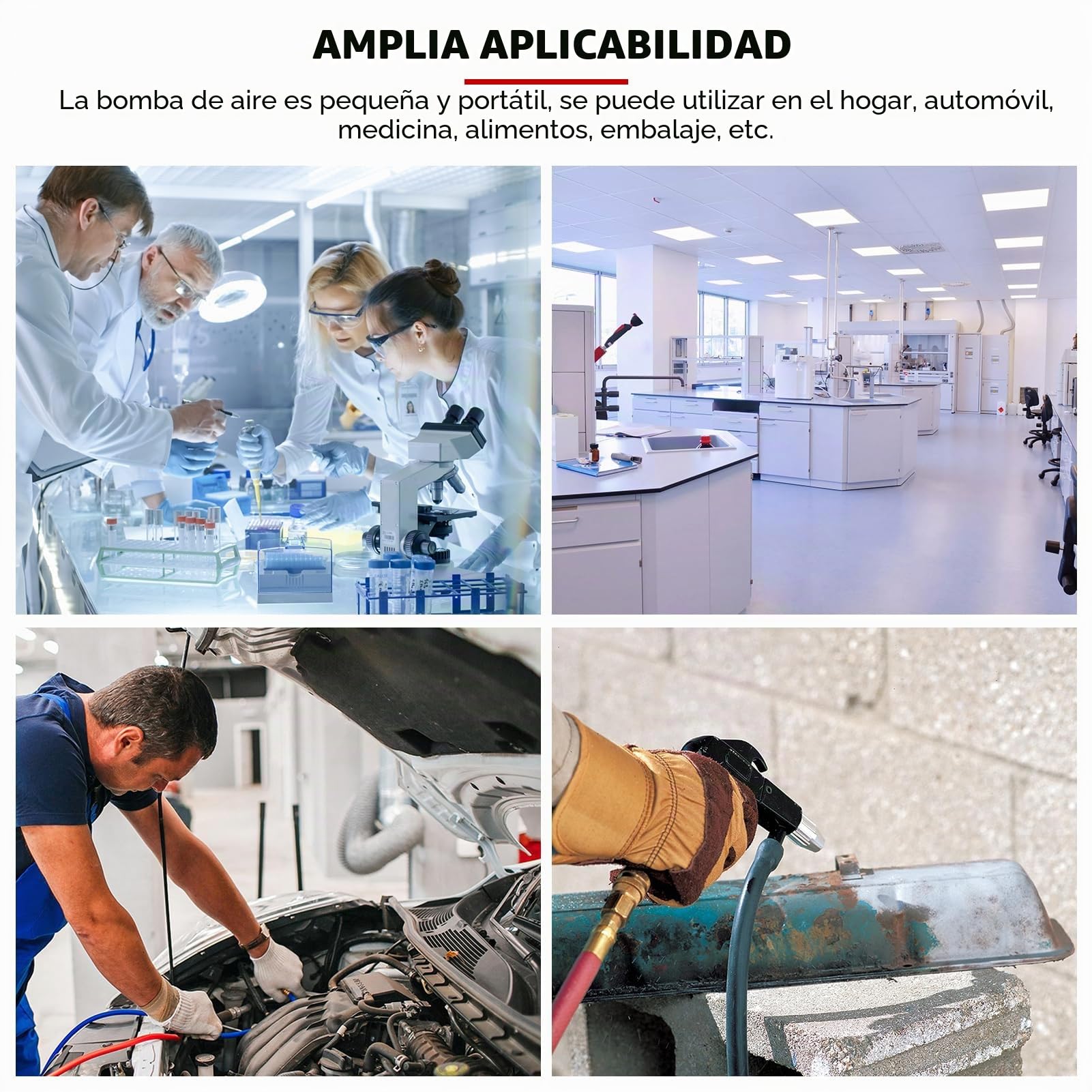 Bomba de aire de vacío sin aceite EVTSCAN 1/4HP Bomba de compresor de aire sin aceite pequeña ultra silenciosa de flujo grande de alta presión(EU 220-240V)