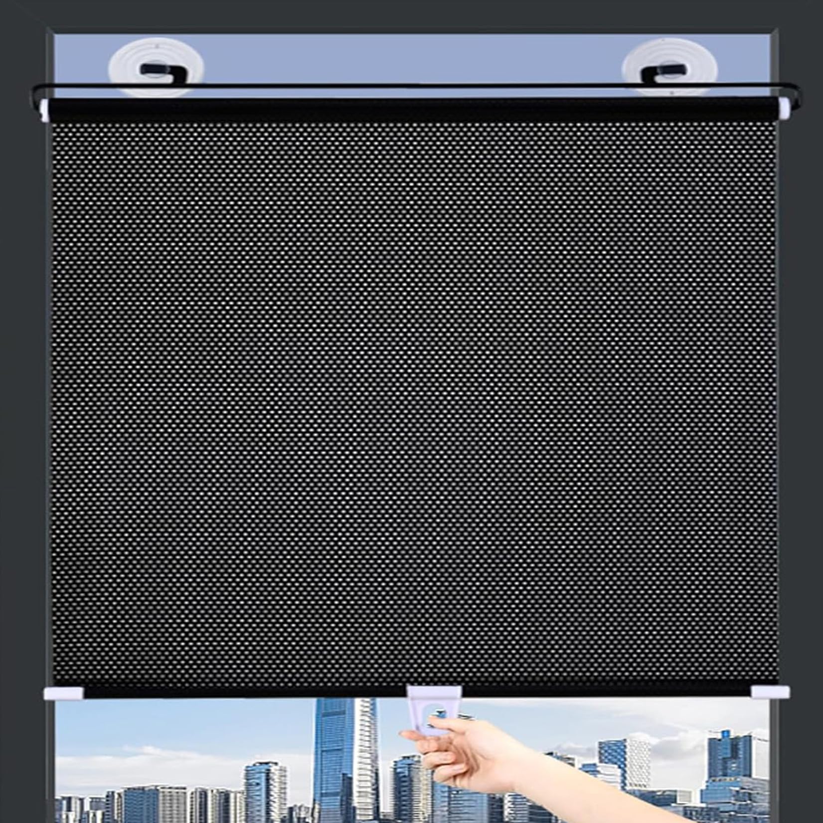 80x180cm Verdunkelungsrollo Mit Saugnäpfen Sonnenschutz Rollos ohne Bohren für Türen/Fenster,Lichtdurchlässig Heat-Insulating Tragbare Temporäre Jalousien für Heimbüro Küche Schlafzimmer Auto