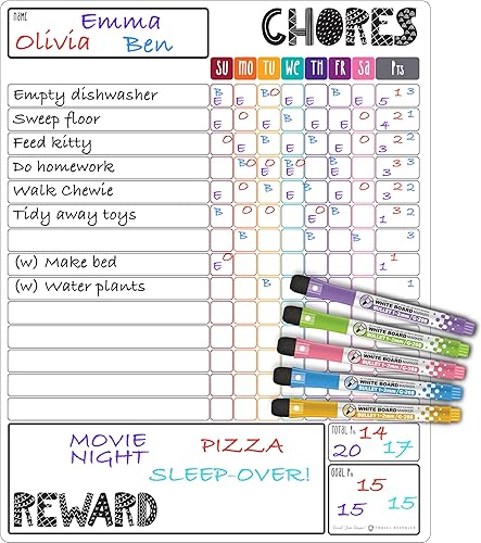 Miniatura 7 de Travel Revealer Tabla magnética de tareas para niños, múltiples niños, adultos, tabla de recompensas familiares para niños en casa magnética de 11 x