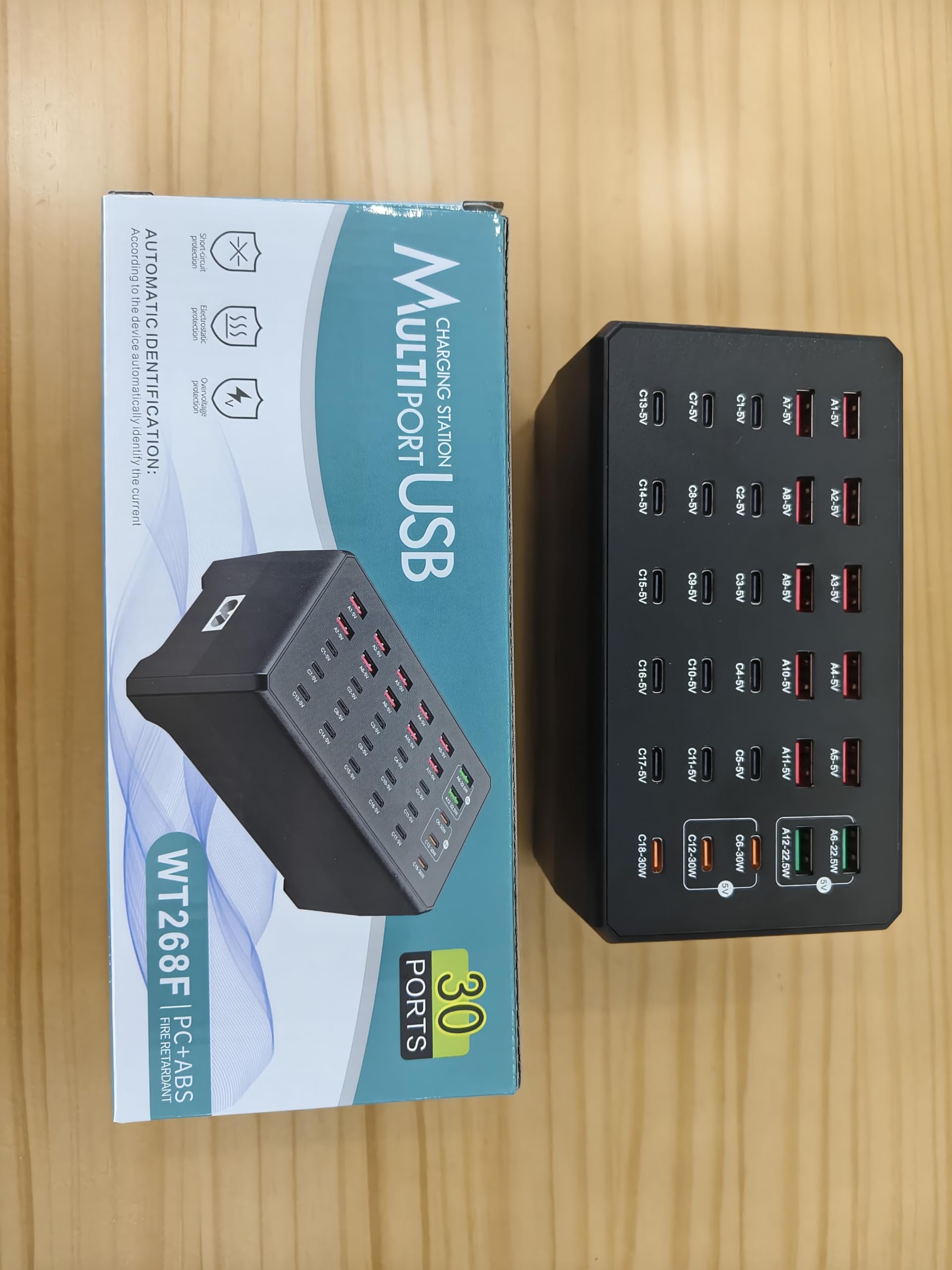 Station de charge, station de charge USB 150 W 30 ports (noir
