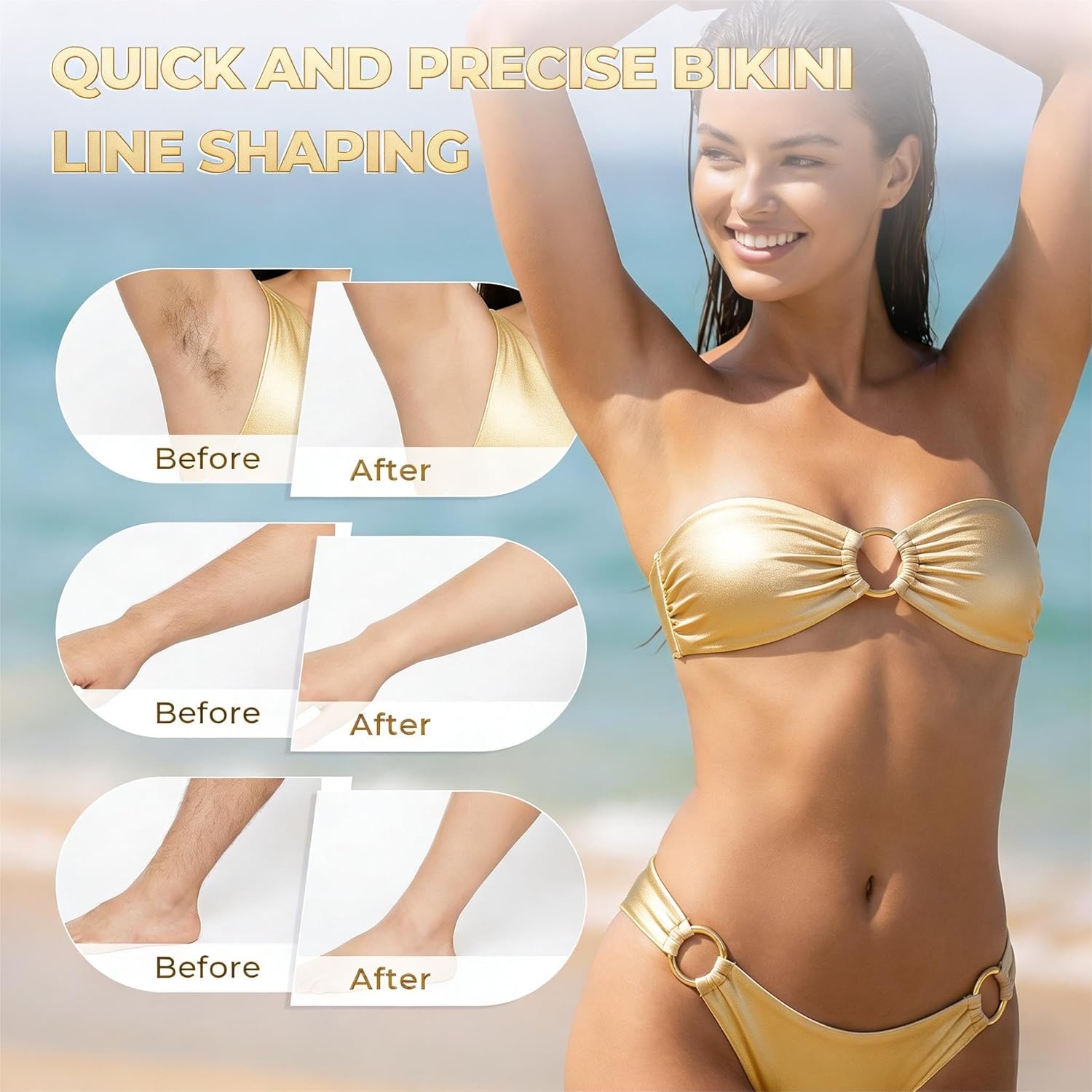 4 in 1 Bikini Trimmer for Women, Dual Head Electric Shaver for Women, IPX7 Waterproof Wet & Dry Body Hair Trimmer for Bikini Underarm Leg Arm