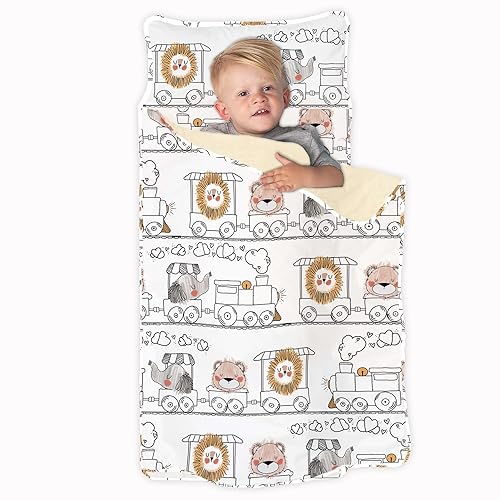 Miniatura 17 de JumpOff Jo Tapete para siesta para niños, acogedor tapete de descanso para niños con almohada extraíble y manta ultrasuave para preescolar,