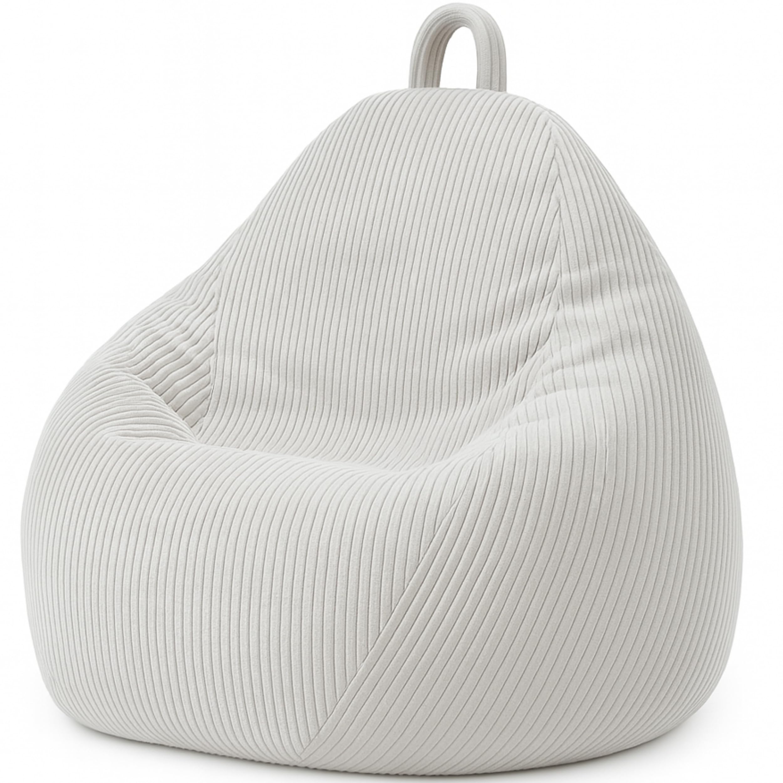 Bananair Pouf Poire en Velours Côtelé - Fabriqué en France - Doux, Confortable, Facilement Transportable & Housse Lavable – Gros Pouf Salon/​Chambre pour Enfant (80 x 70 cm, Gris Clair)