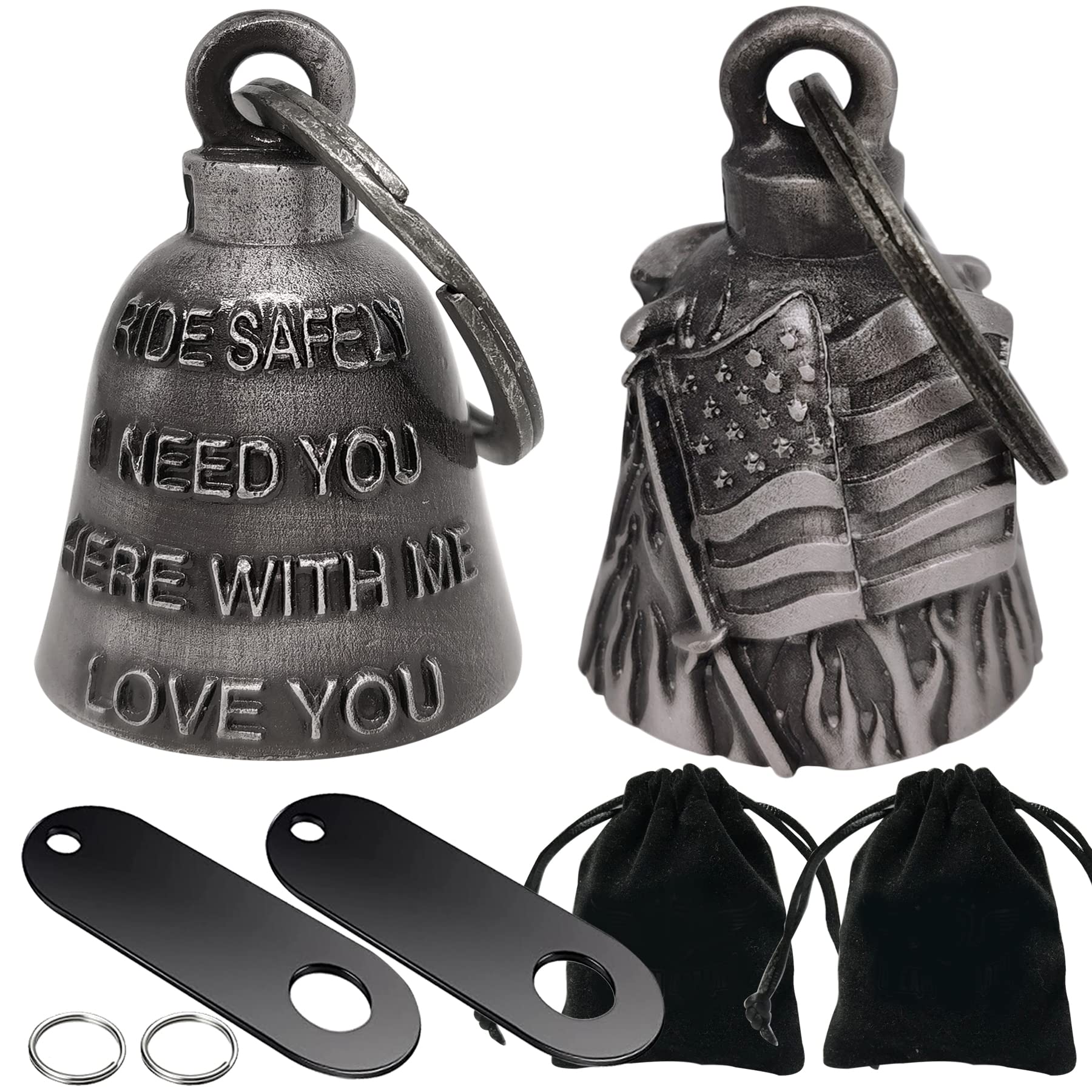 Dream Apparel 2 Pack Motorcycle Bells Guardian Angel for Biker Rider Men Women Ride Riding with Hangers, Drive Away Gremlins
