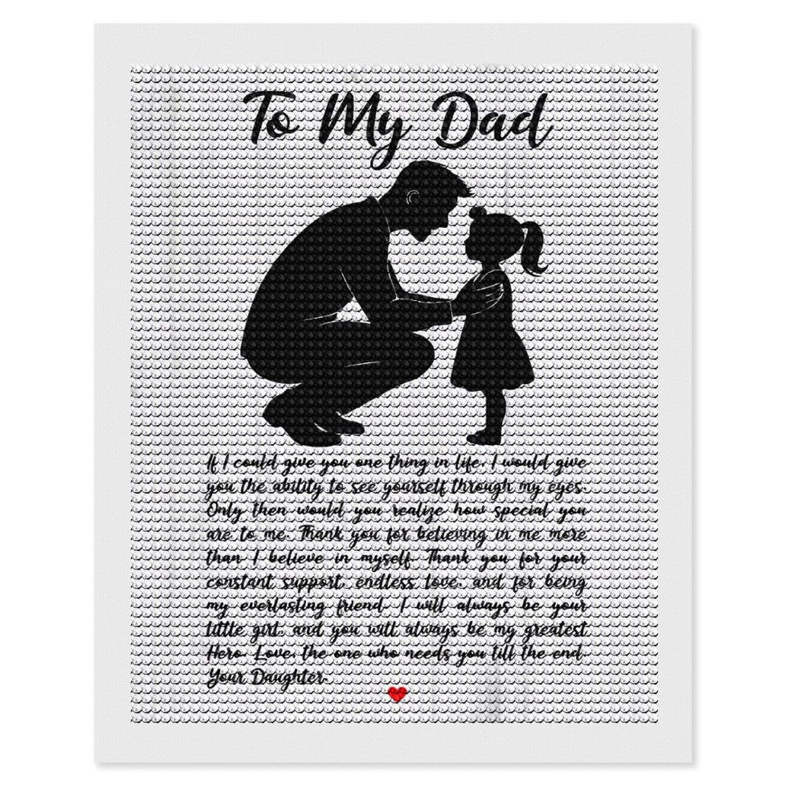 Junmoney Dads Gift to My Dad DIY Diamond Art Canvas Kit 16"x20", Pleasing Wall Art Project, Easy Handmade Project, Living Room Decor