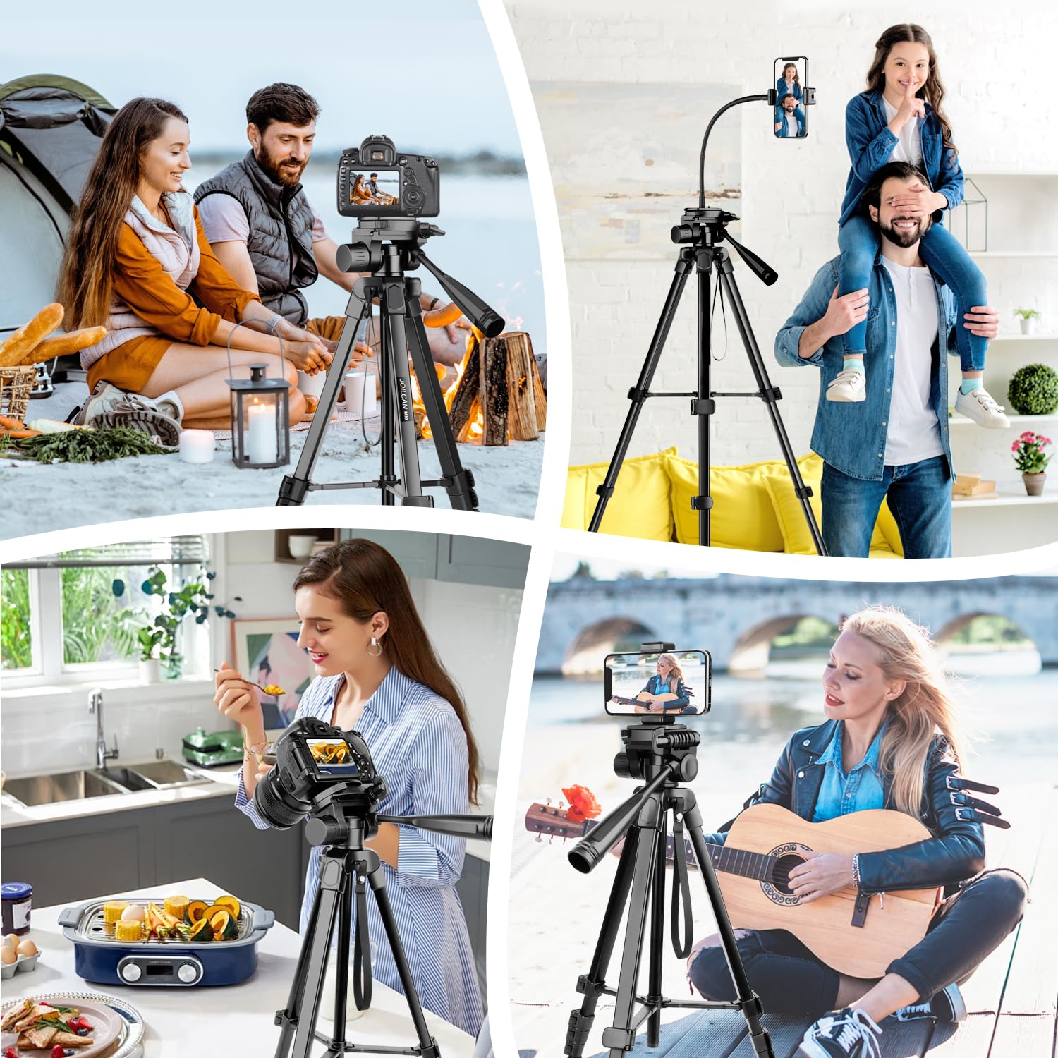 JOILCAN 206cm Stativ Kamera mit 35cm Schwanenhals, Handy Stativ mit Fernauslöser & Handyhalterung für Smartphone, Aluminium Dreibein Sative für DSLR Canon Nikon, Leichtes Reisestativ Kamera Tripod