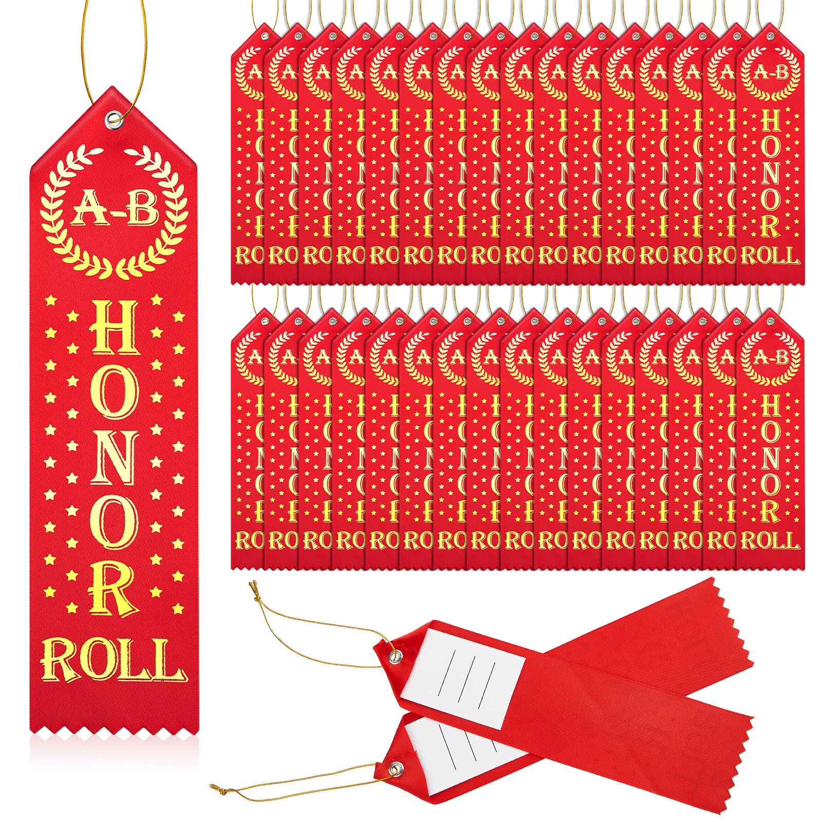 50 Pcs Honor Roll Award Ribbons Honorable Mention Ribbon with Card String Medal Ribbons Prize Ribbon Bulk Student Awards and Incentives for Kids