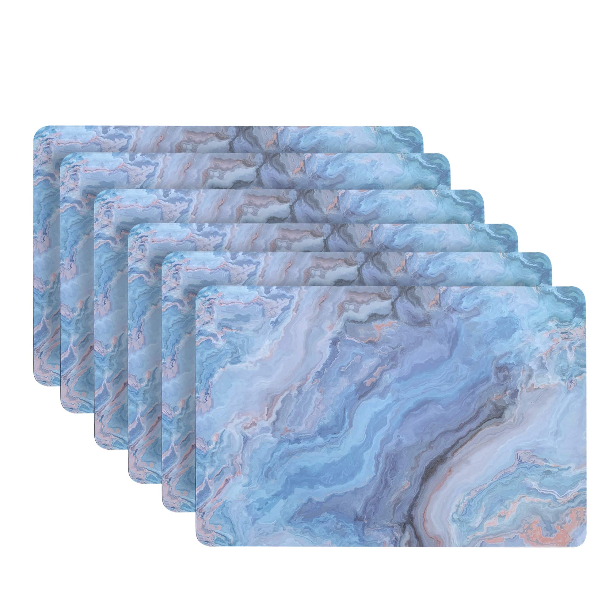 Dainty Home Manteles individuales de mármol, lavables en azul marino, 12 x 18 pulgadas, juego de 6, manteles individuales resistentes al calor, antideslizantes, manteles individuales de mesa, manteles