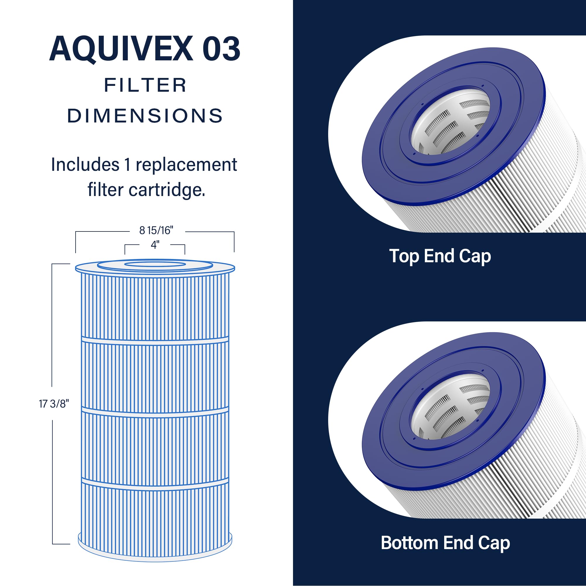 AQUIVEX C900 Pool Filter Cartridges 90 Sq. Ft., Compatible with Hayward StarClear Plus C900 in Model NO C9002/W3C9002, Replacement for Hayward CX900RE, Pleatco PA90, PA90-EC