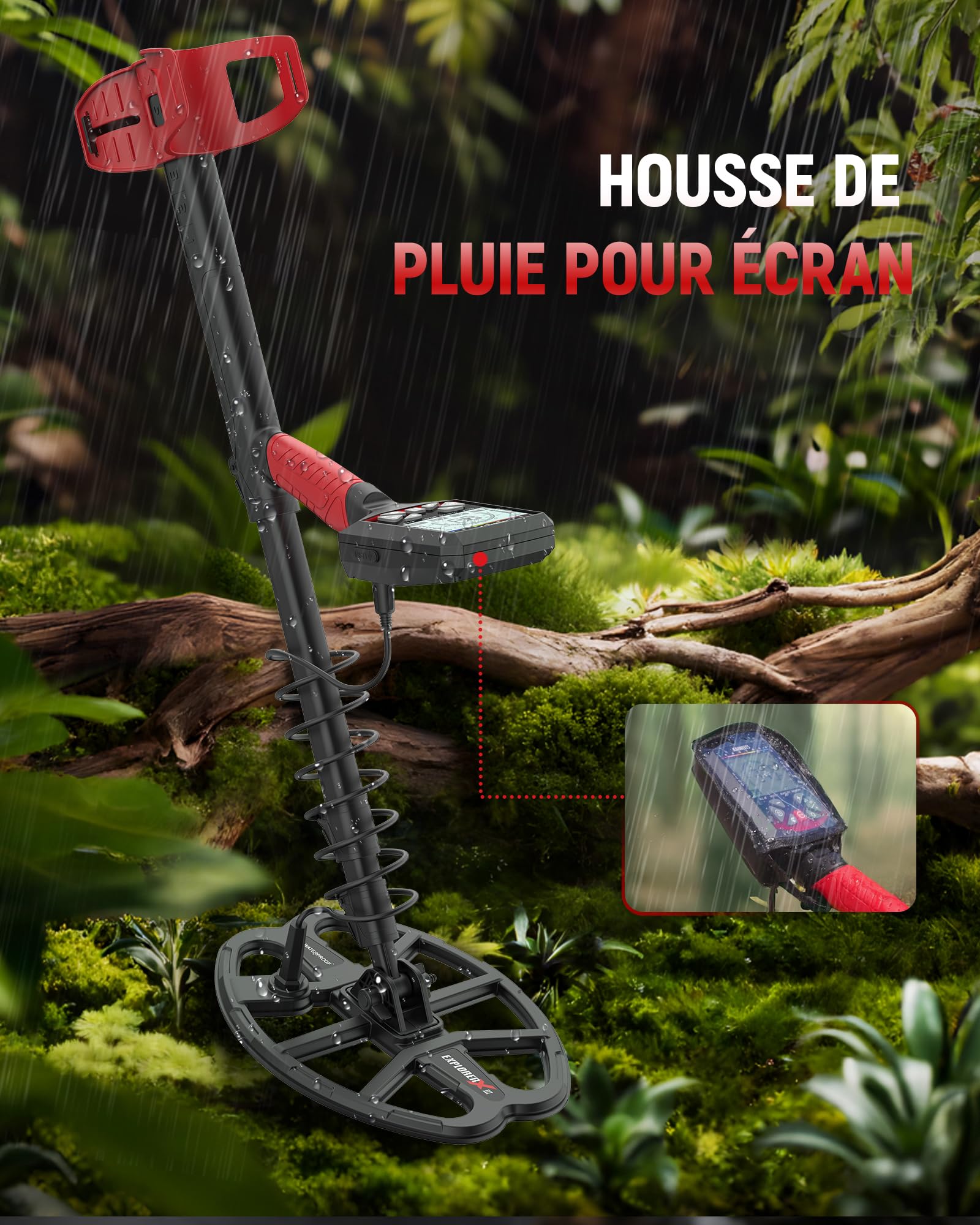 KAIWEETS Détecteur de Métaux, 5 Modes de Détection, Bobine Double-D 11" Étanche IP68, Batterie Rechargeable, Kit Complet avec Pelle Renforcée, Casque et Housse de Pluie, Idéal pour Plage