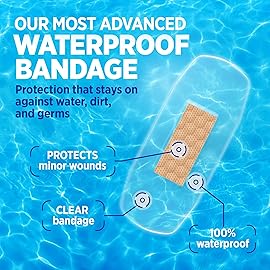BAND-AID Brand Clear Waterproof Adhesive Bandages, Sterile First-Aid for Minor Wounds, Cuts & Scrapes, Clear Bandages + Quilt-Aid Pad to Cushion, Jumbo Wound Covers, 6 ct