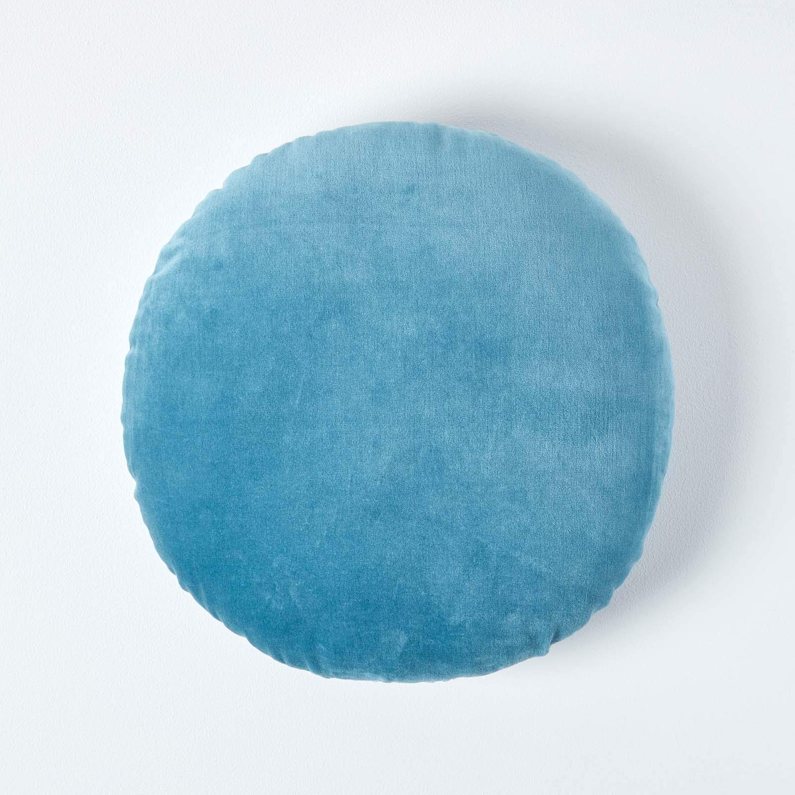 B&Q -  Blue Velvet Cushion40 Cm Round