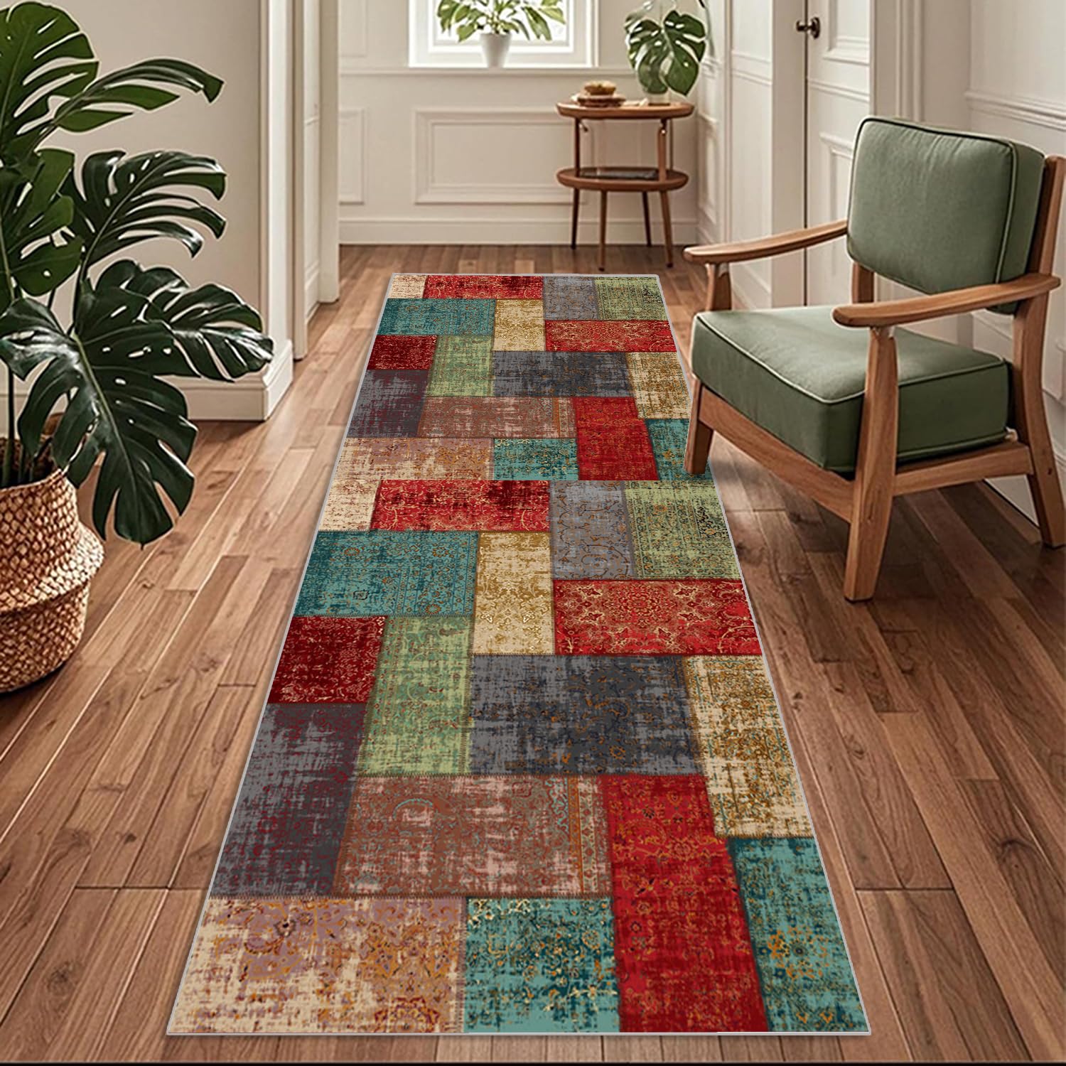 Siunwdiy Colourful Moroccan Extra Long Carpet Runners, 40 x 140 cm Washable Runners for Hallways Non Slip Kitchen Runners Hall Runner Rugs for Living Room Bedroom Laundry Room Entryway