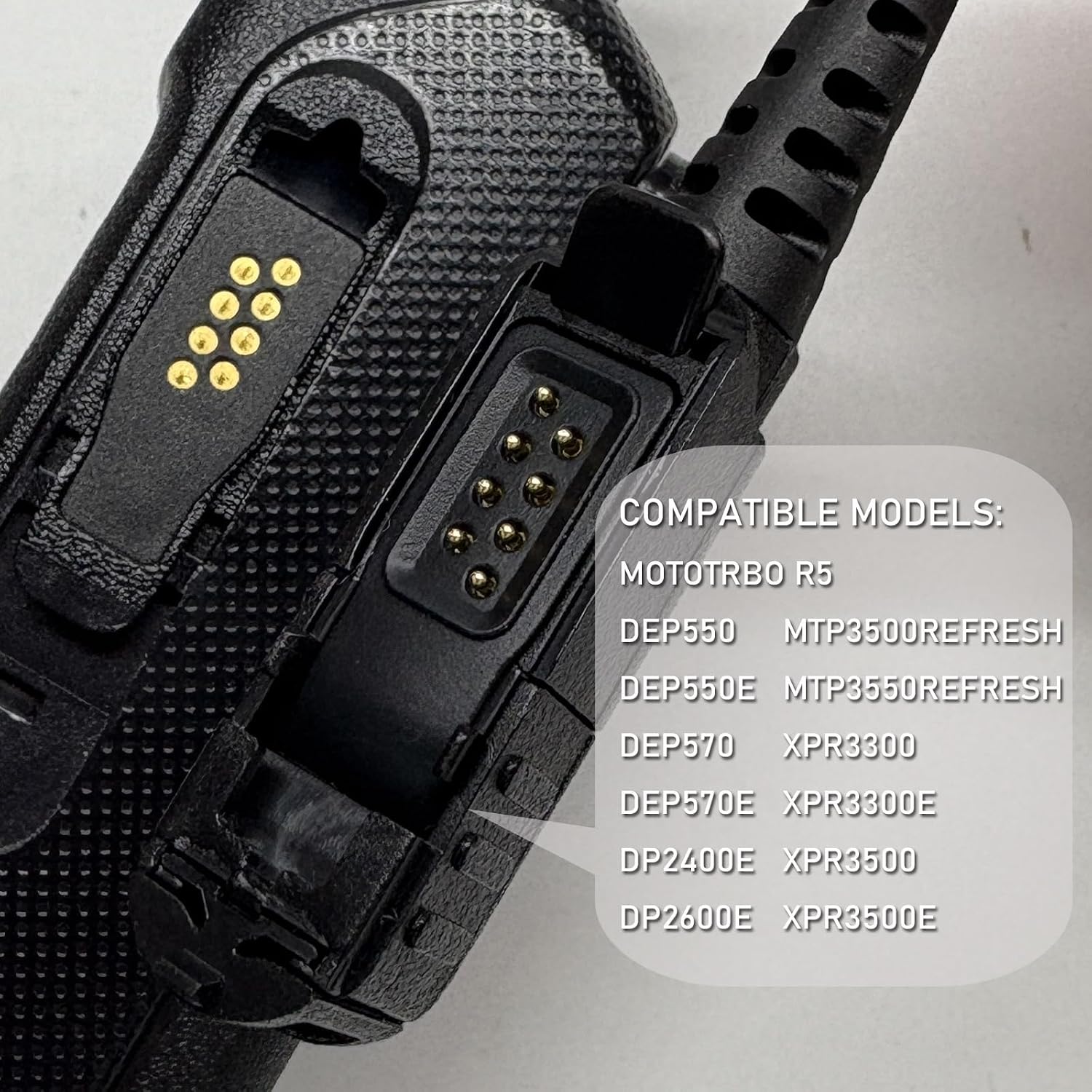 R5 XPR3500 Earpiece with Mic Compatible with Motorola Radios XPR3500E DEP570 DP2600E MTP3250 DP3441E, G Shape Headset with PTT and Clip Microphone