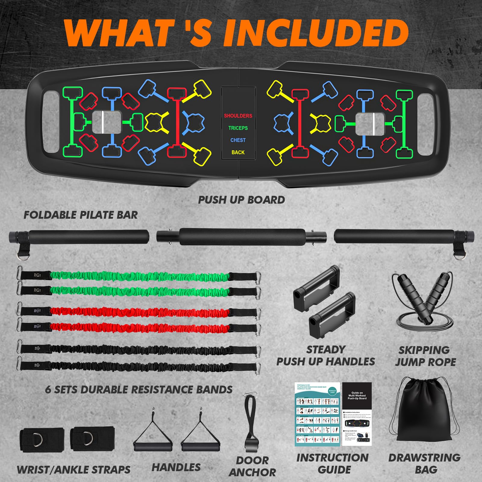 Premium Liegestützbrett Set Liegestützgriffe Push Up Board Verbessertes Konzept 2024 Liegestütze Brett Homeworkout 10 in 1 Push Up Bar Home Gym Liegestütze Fitnessgeräte für Zuhause
