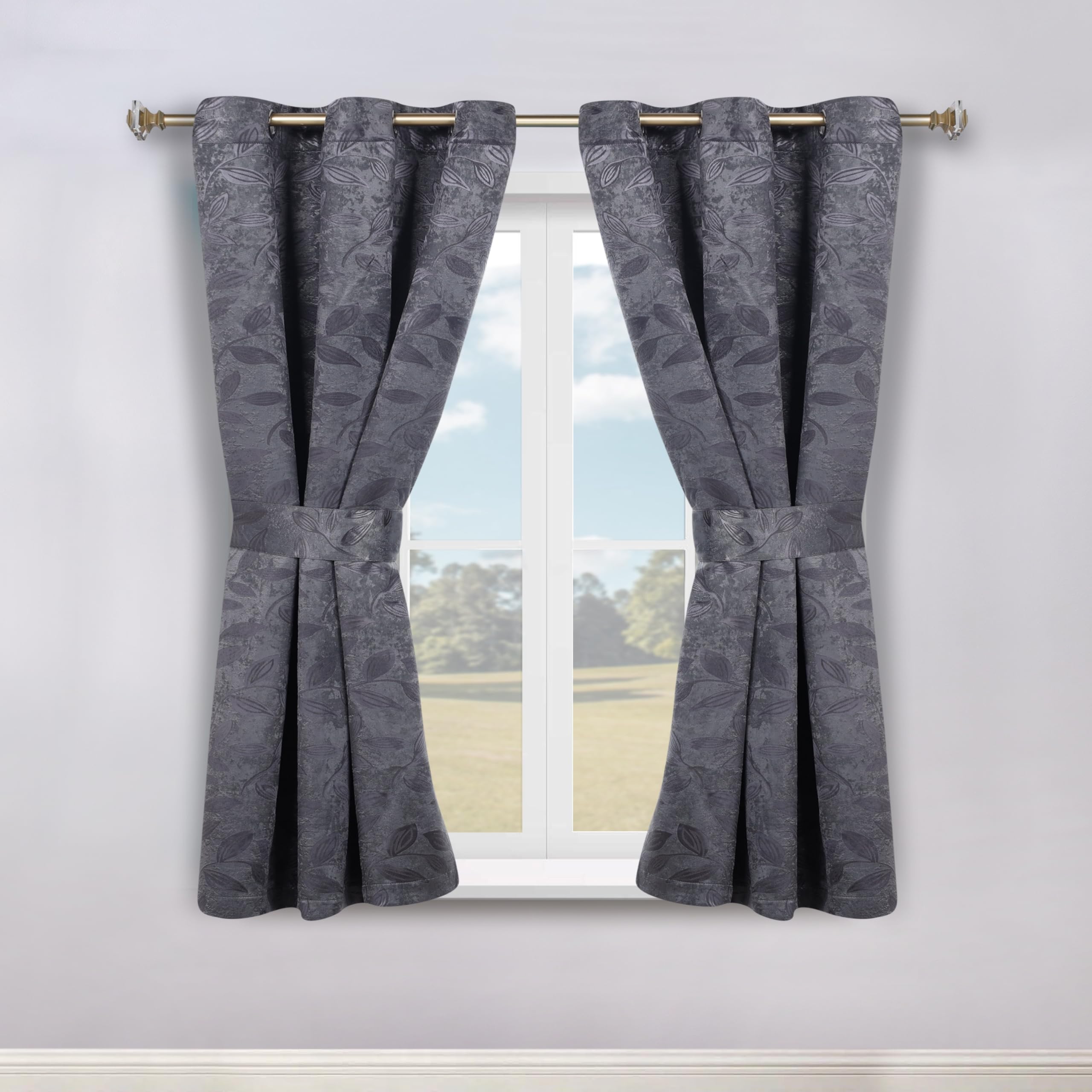 Rideaux occultants thermiques gris anthracite 116x160 cm lot de 2