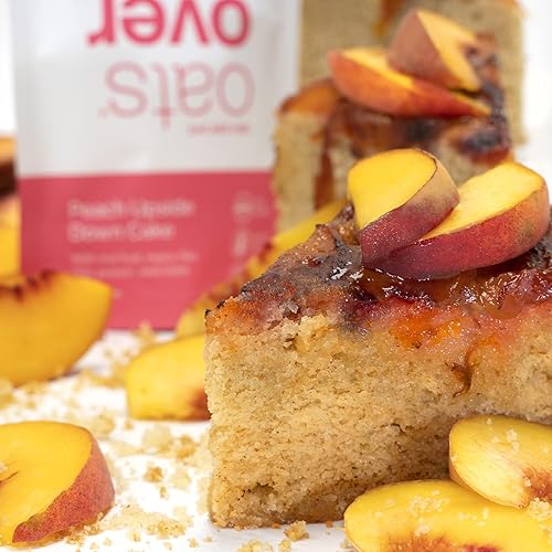 Miniatura 10 de Oats Overnight - Pastel de melocotón al revés - 0.71 oz de proteína, batido de desayuno alto en fibra - Sin gluten, avena sin OMG (2.7 oz por