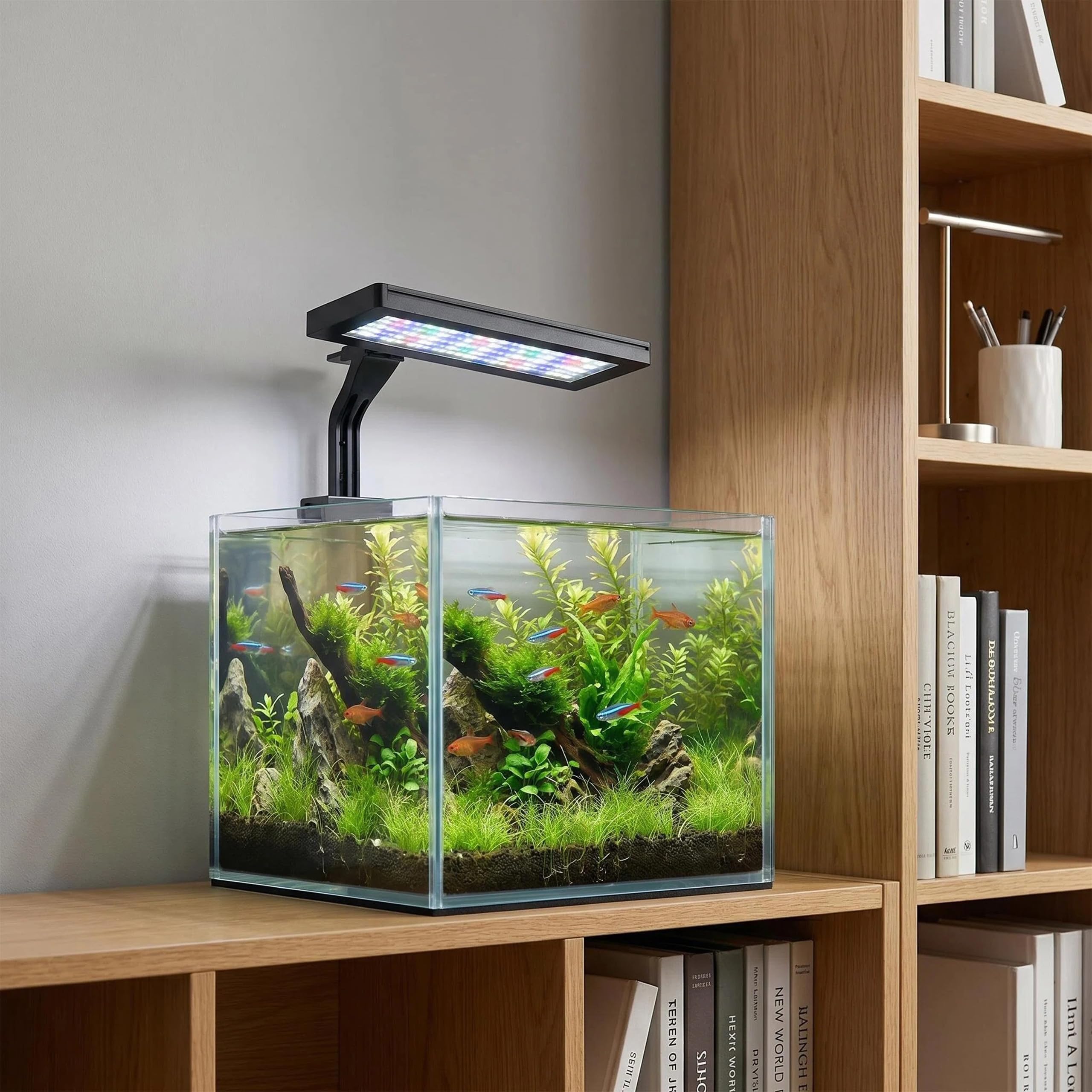 2 luces LED de 18 W para acuario, 88 luces para acuario, iluminación 24/7 y luz LED para peces, con 8 colores y 10 niveles de brillo ajustables para acuarios, plantas acuáticas y peces