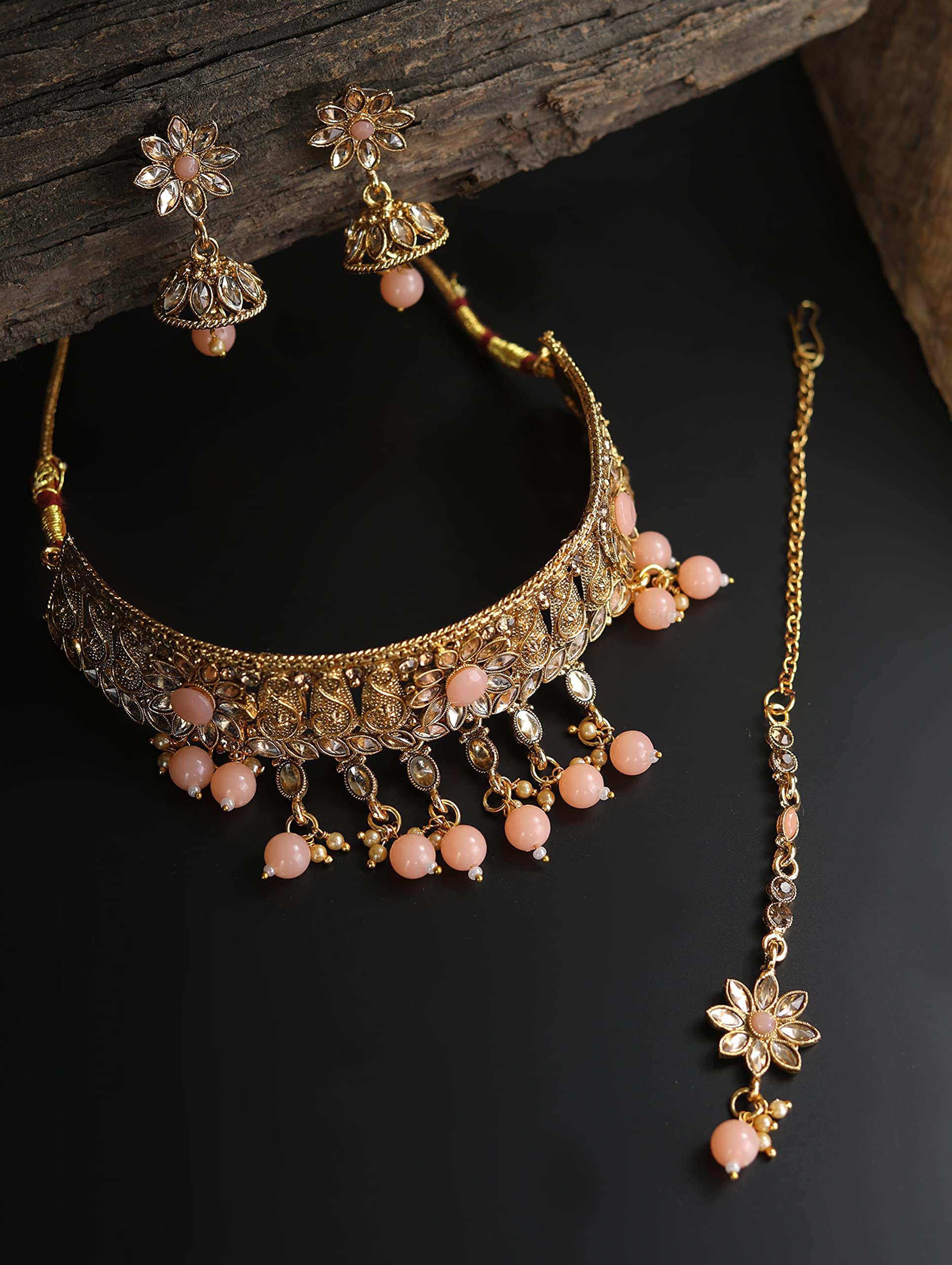 Women's Pink Plated Jewellery Set