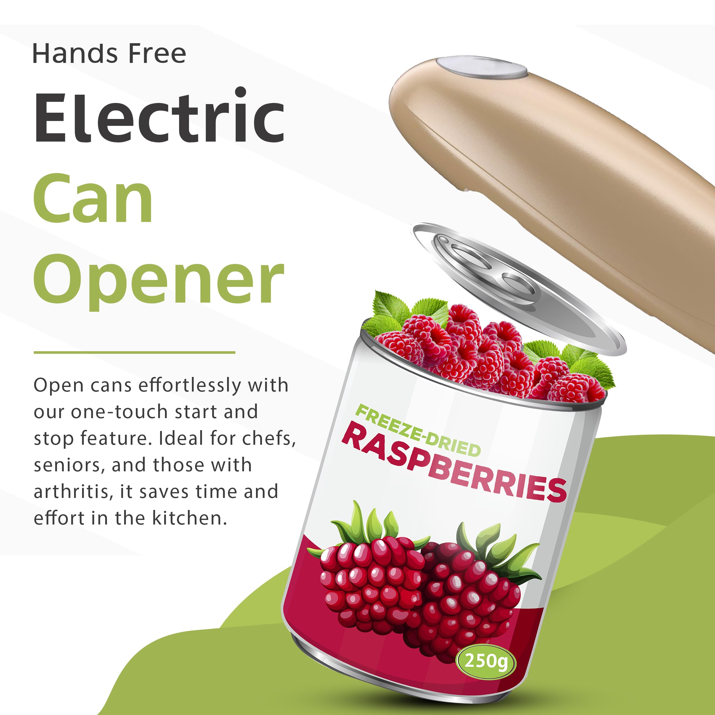 Necessity Home Electric Can Opener - Battery-Operated Automatic Can Opener for Canned Food & Goods - One-Touch Operation, Magnetic Lifter, Ideal for Different Cylindrical Cans - Suitable for Seniors