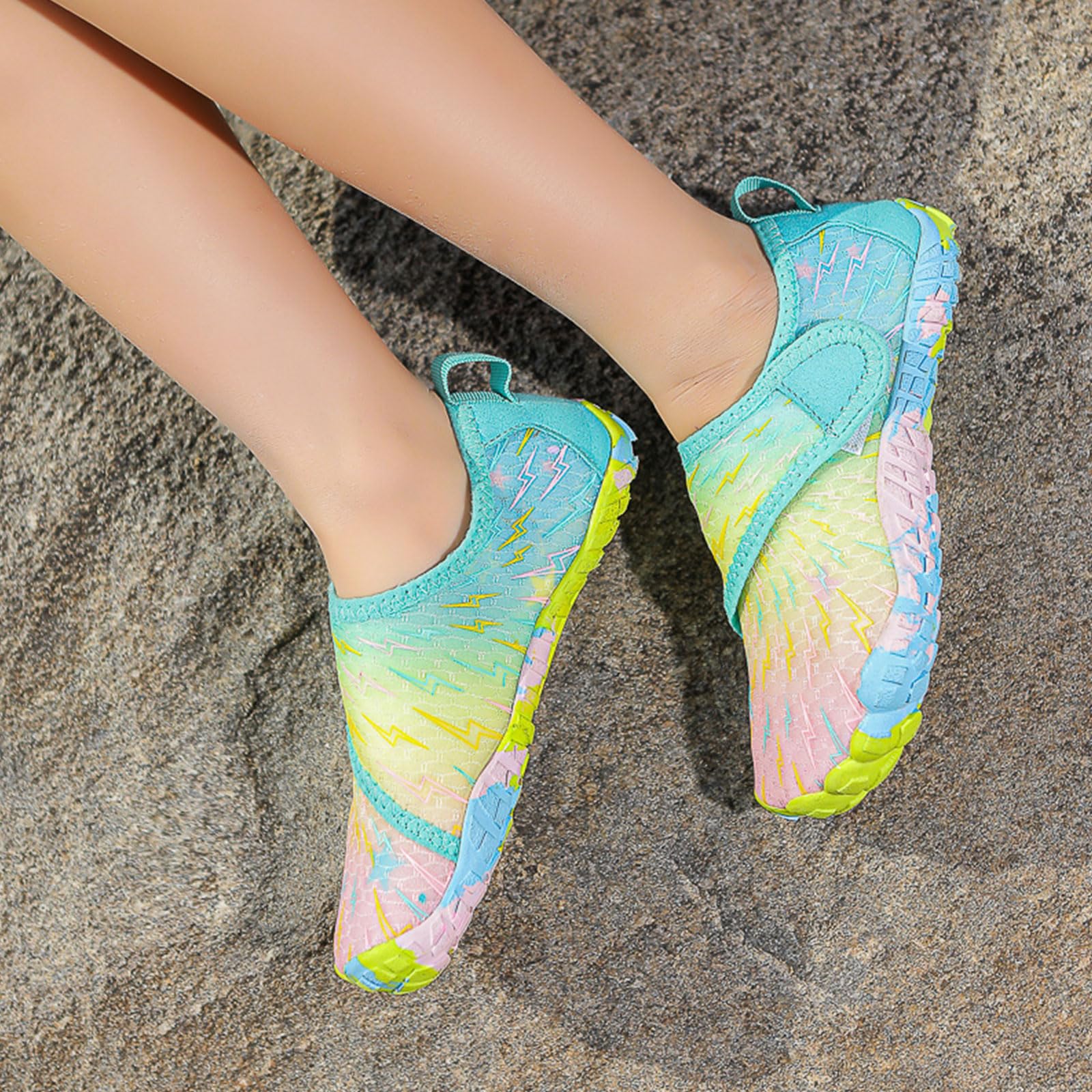 Kids Water Shoes Girls Boys Quick Dry Summer Barefoot Shoes Aqua Sneakers Toddler with Wide Toe Box for Beach Swim Sand, Pink Moon 37