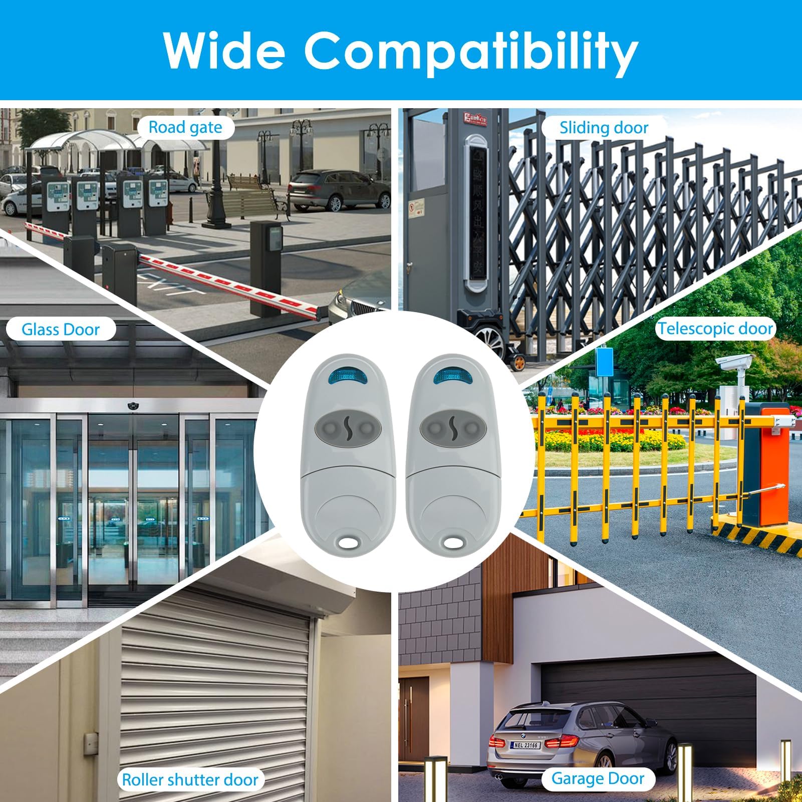 2Pcs Remote Control Gate, 433.92 MHz Universal Gate Remote Control, 2 Channels Transmitter Compatible for CAME Top 432EE, 432EV, 432A, 432S, T432, 432NA, 432M, Batteries Included