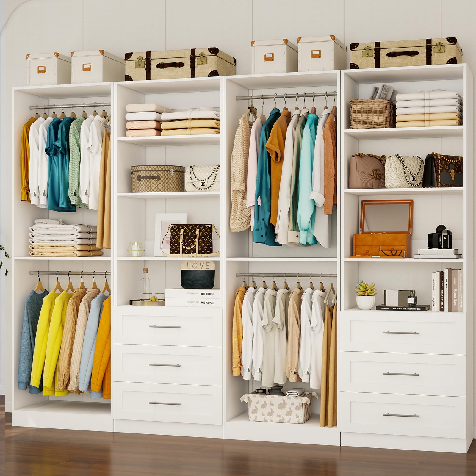 m’s closet Amazon.com: Closet System of 4 Sets with 6 Drawers & 8 Shelves & 8