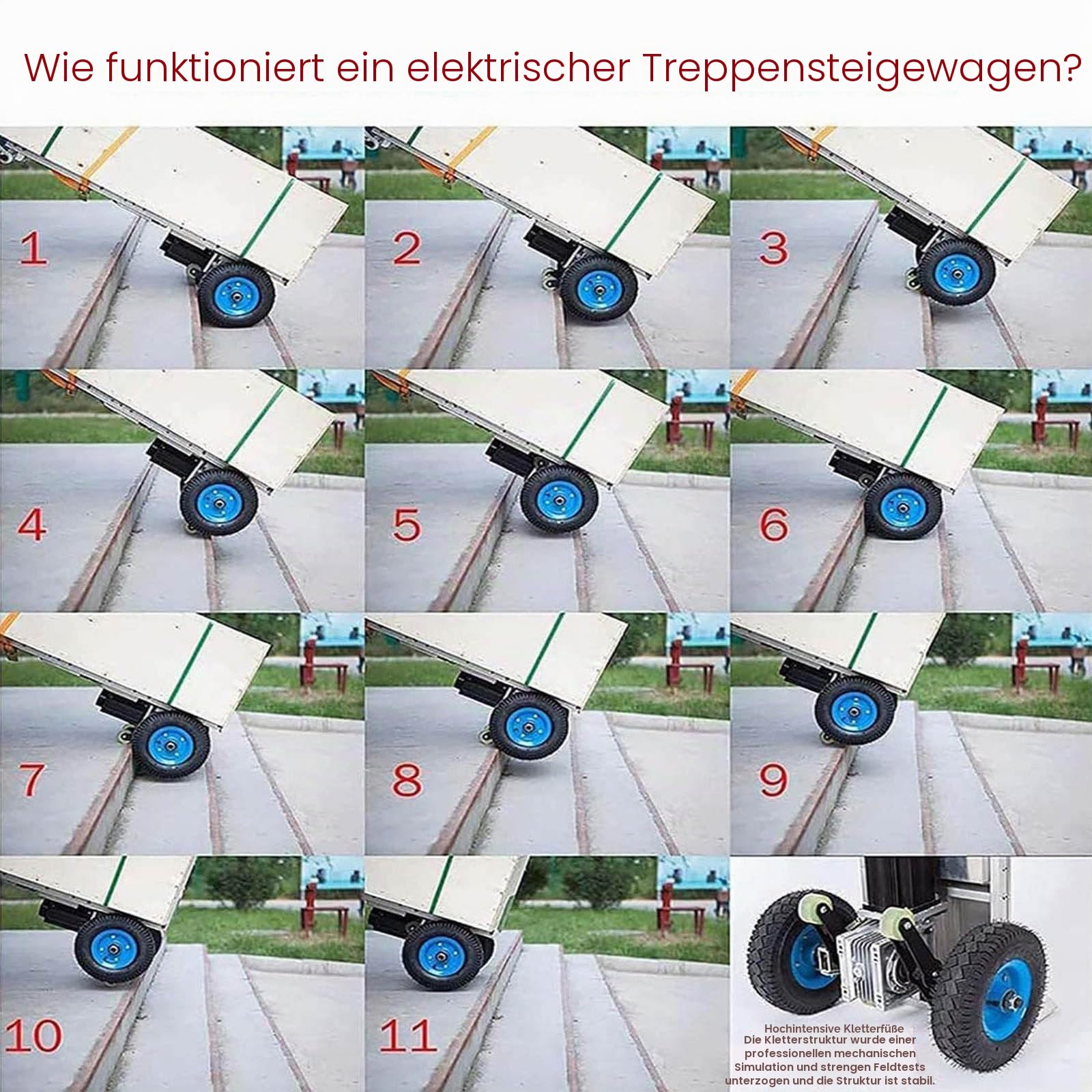 Elektrischer Treppensteiger, 1200 W Elektrisch Sackkarre Treppensteiger, Bürstenloser Motor, 400 Kg Tragkraft – Kann Treppen Und Abstiege BewäLtigen,001