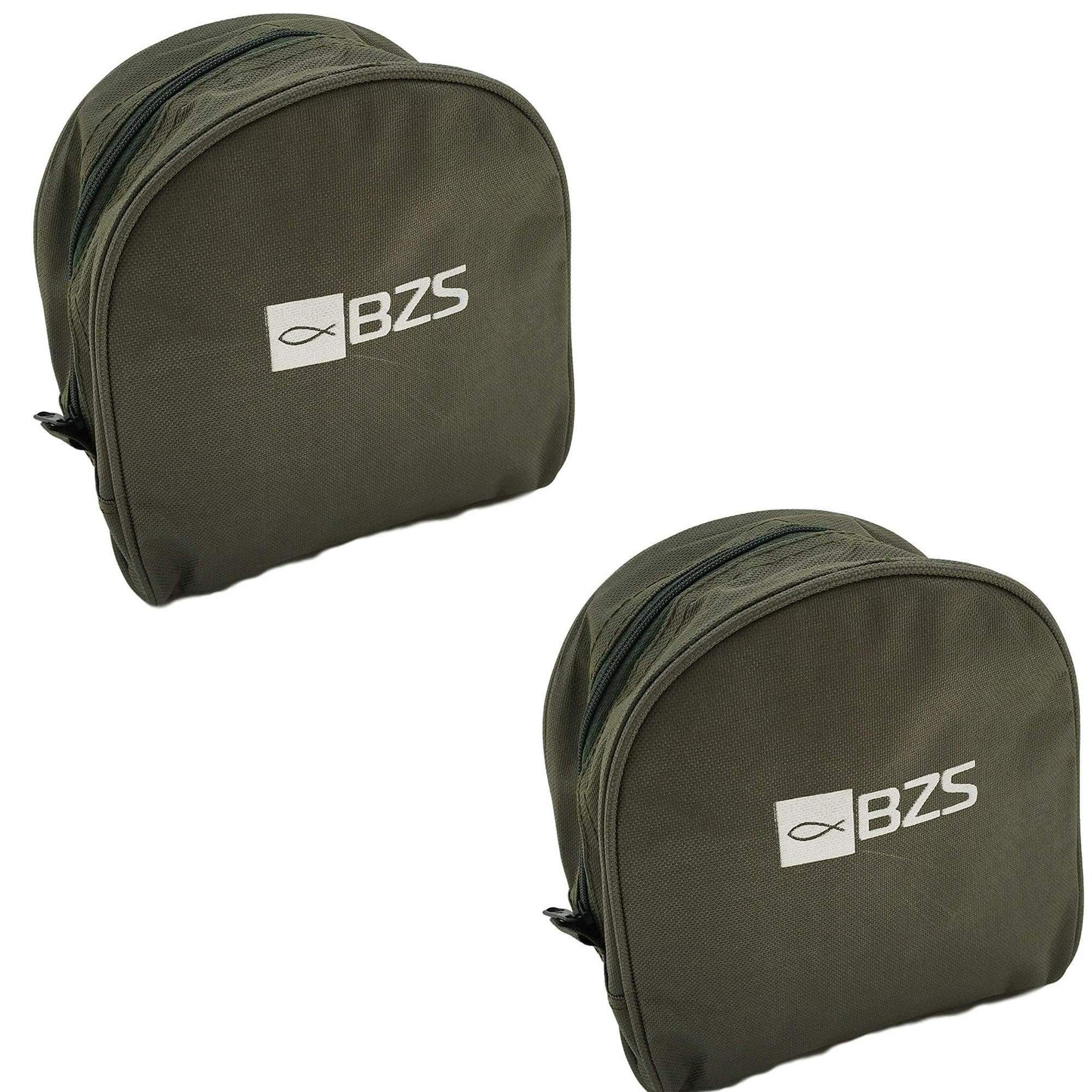 BZS Fishing Reel Cases with 600D Polyester Finished - Padded Bag with Fishing Protective Accessories for Larger Reels, Green (2 x)