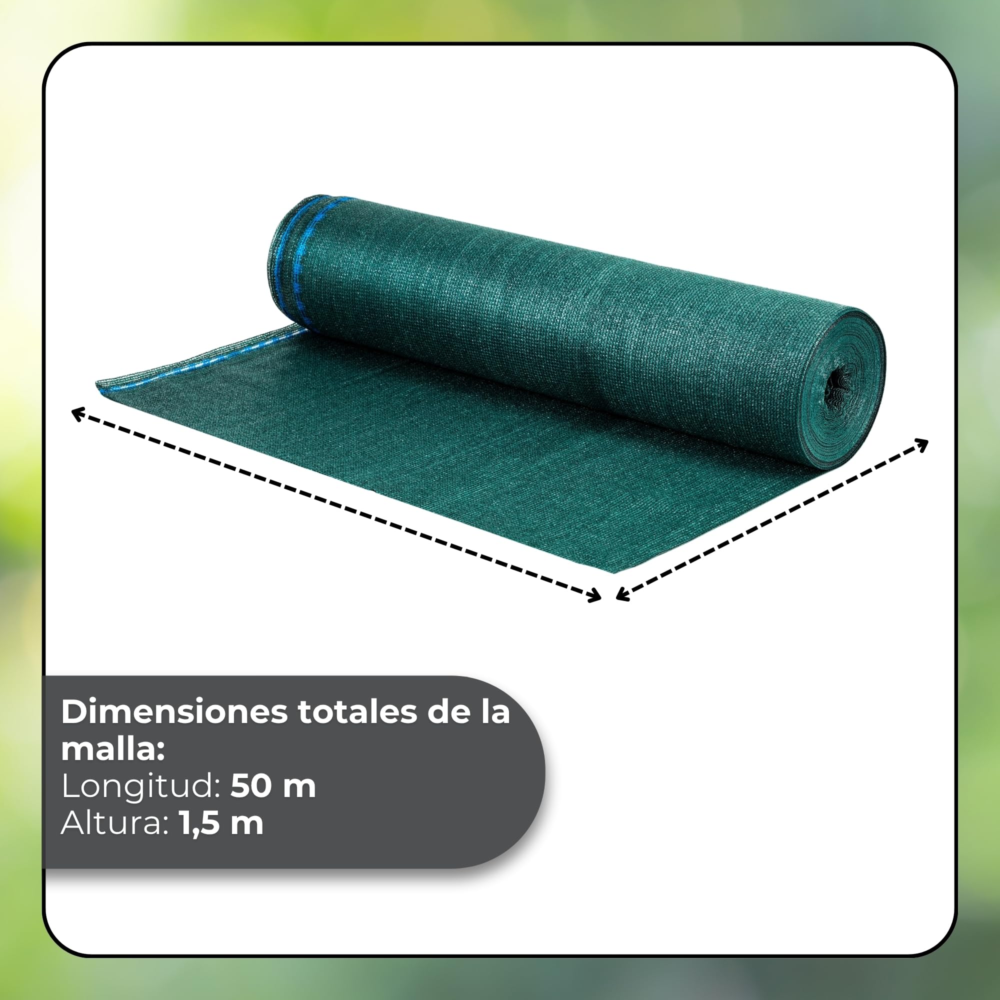 SPRINGOS Red de sombreado de 1,5 x 50 m, 185 g/m², Incluye 200 Bridas