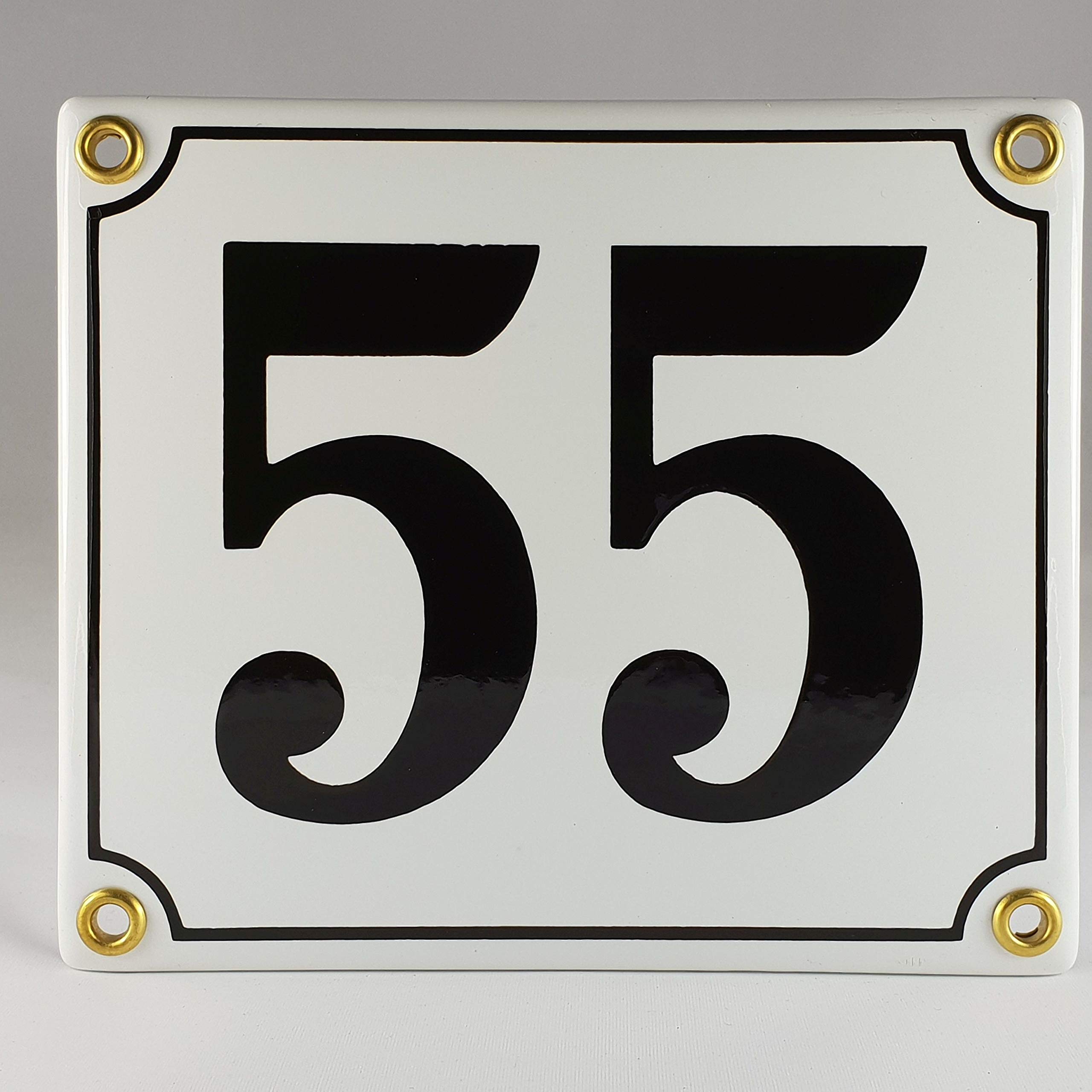 Numéro de maison en émail bleu / blanc n ° 55