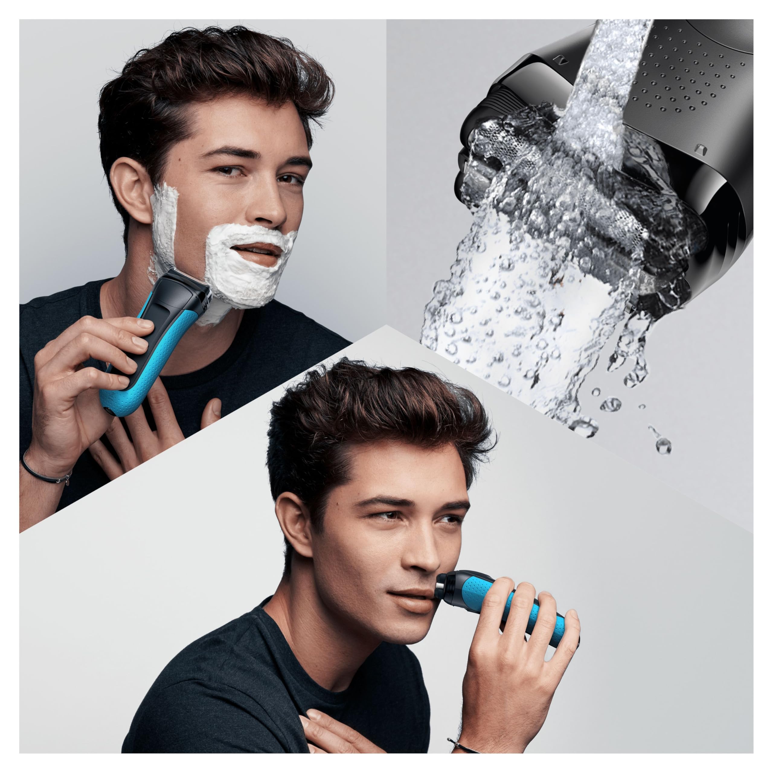 Braun Serie 3 ProSkin, Rasoio Elettrico Barba, Rifinitore di precisione, Accessori Inclusi, Idea Regalo, 3040s Nero e Blu Notte