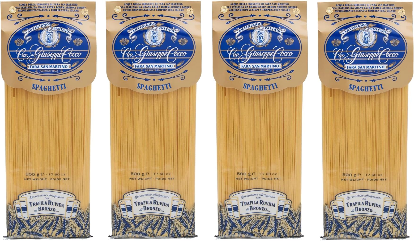 Spaghetti Artisan Pasta Cav. Giuseppe Cocco (4 pack) Hand-made, slow dried (500g) from Italy