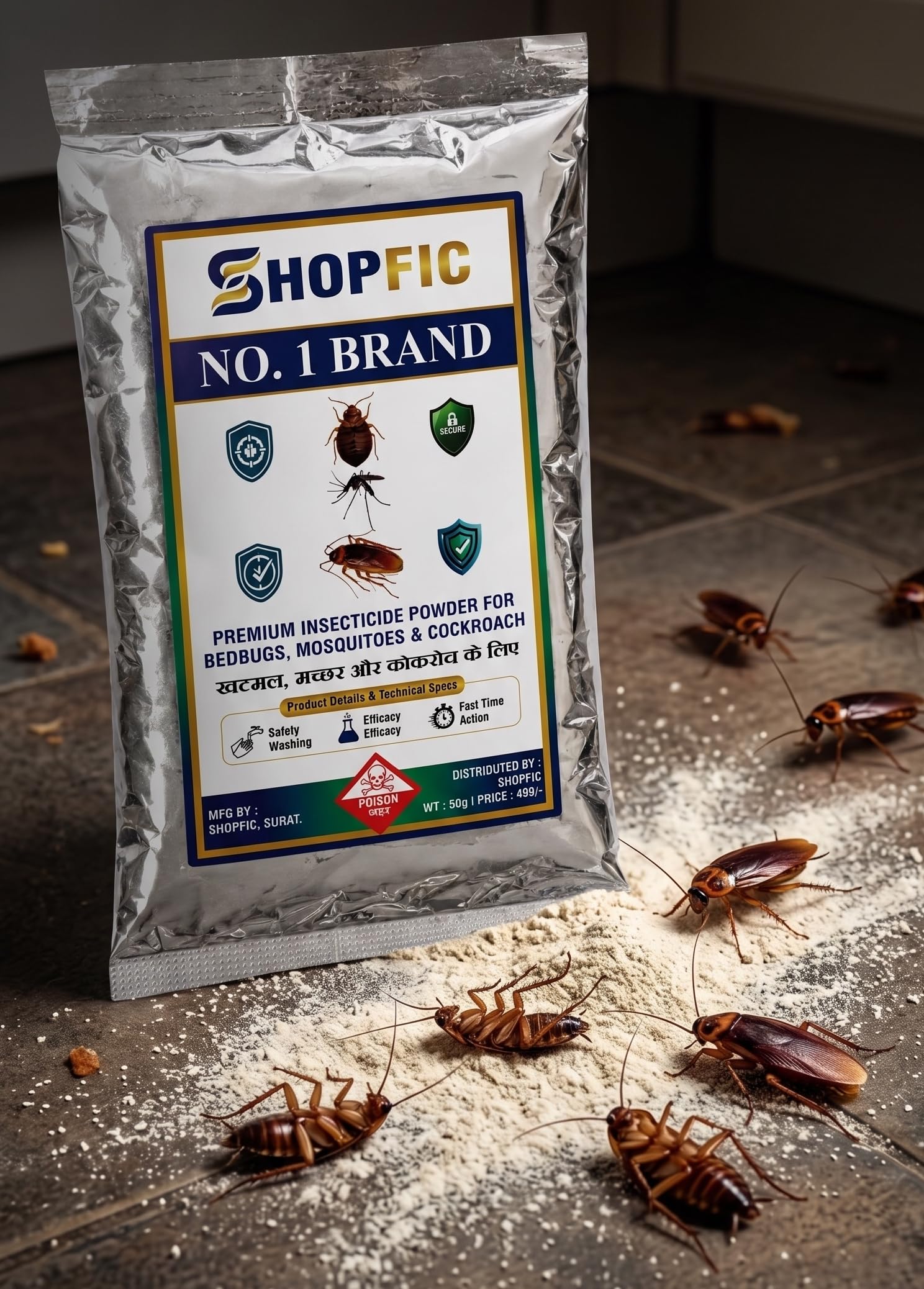 Bed Bug, Cockroach & Termite Killer Powder (50g) | Fast Action Cypermethrin Insecticide for Khatmal, Cockroaches, Deemak, Ants & Crawling Insects | Household Pest Control Powder-image-28