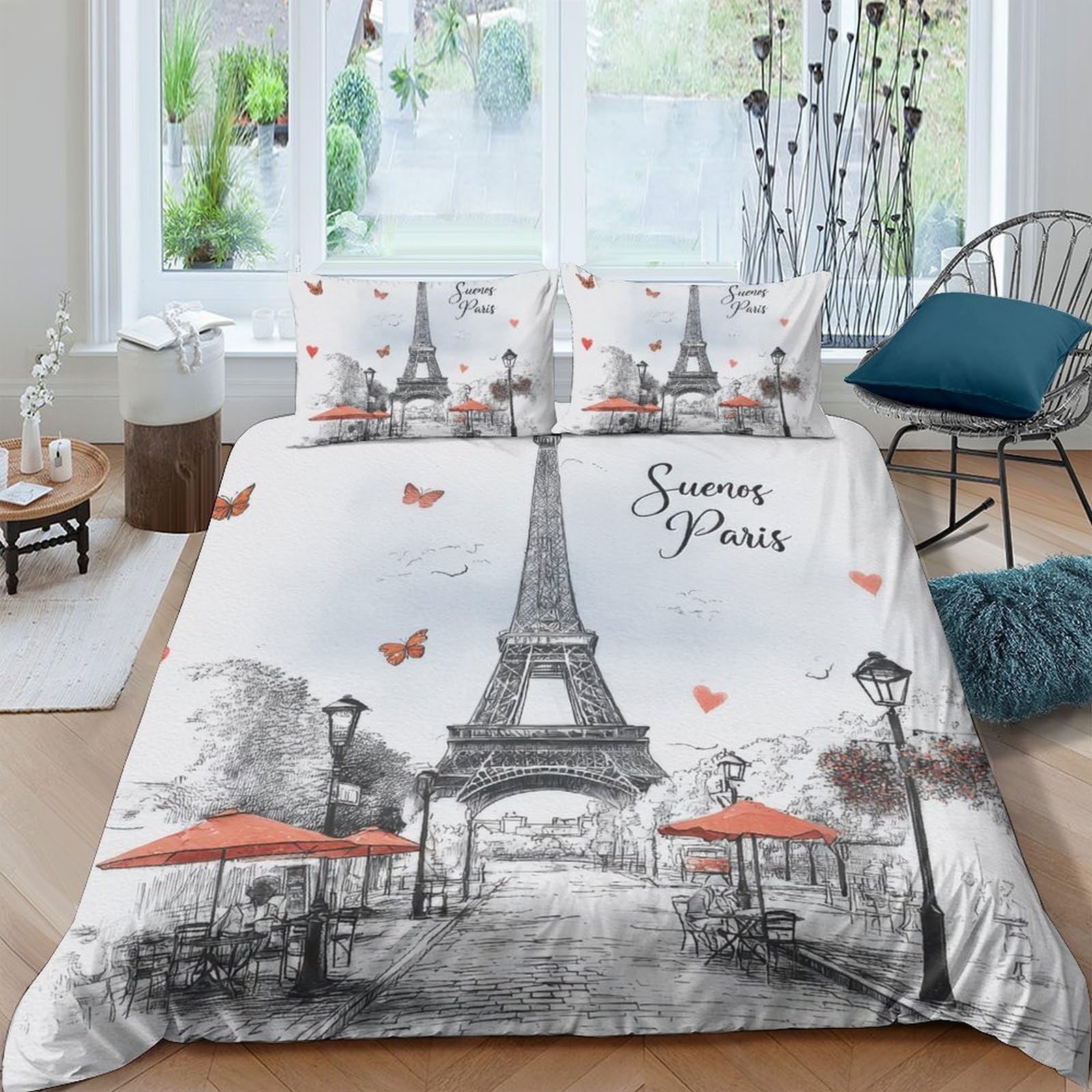 Ctjqhvkz Style-9 3D Printed Eiffel Tower Paris Fitted Sheet Microfiber Soft Urban Landscape Mattress Cover Bedroom Decor Anti-Slip Washable For Home Guest Room Single（135X200cm）