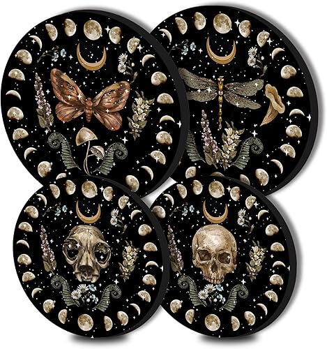 Juego de 4 fundas para quemadores de estufa de gas con diseño de mariposa y esqueleto, de 8 pulgadas y 10 pulgadas, cubiertas superiores para estufa