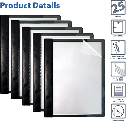 Miniatura 4 de Better Office Products - Fundas para informes frontales transparentes ultraduraderas, 25 por caja, tamaño carta, color negro, cubierta trasera de