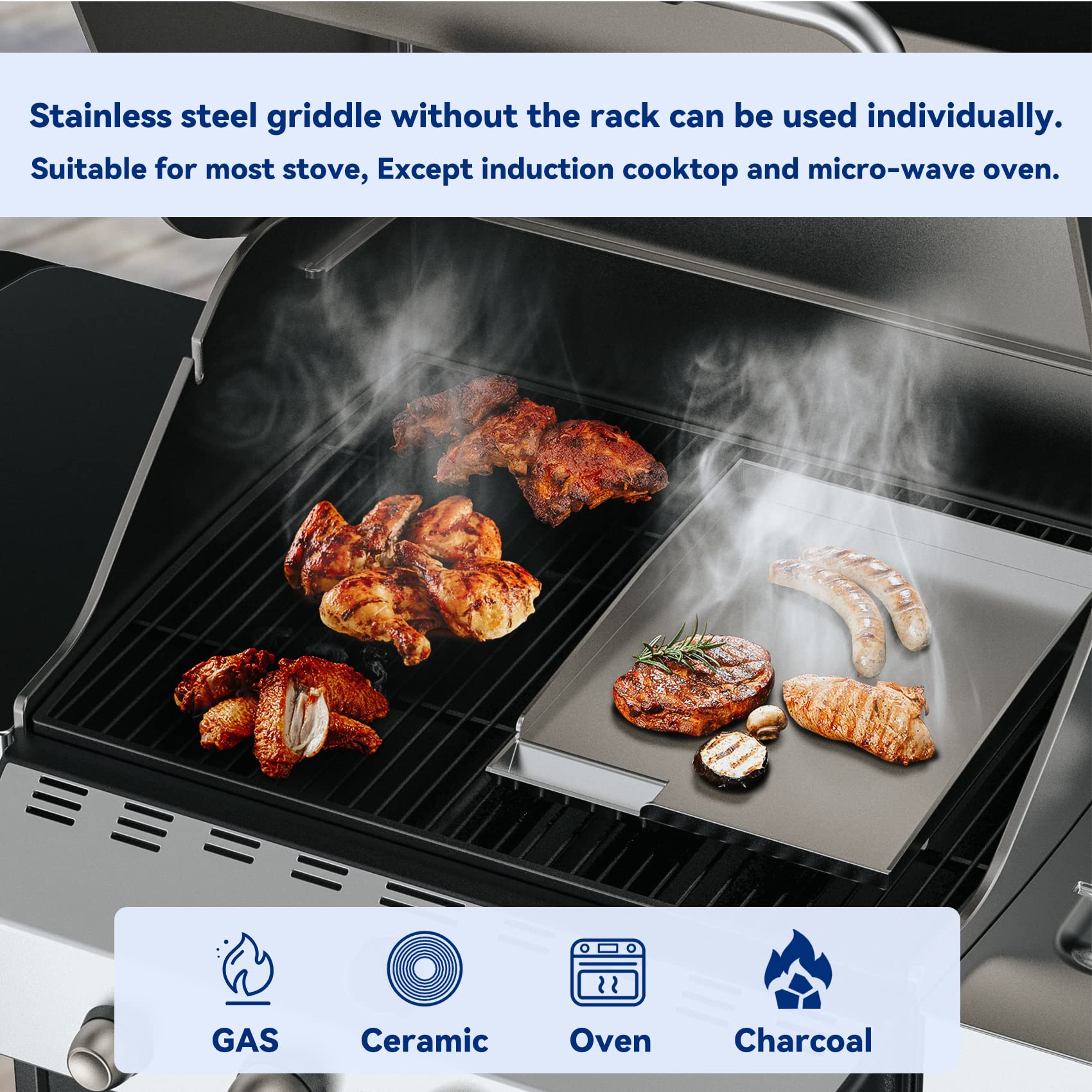 Onlyfire Piastra per Bruciatore Laterale Universale in Acciaio Inox Adatta Alla Maggior Parte Delle Griglie A Gas