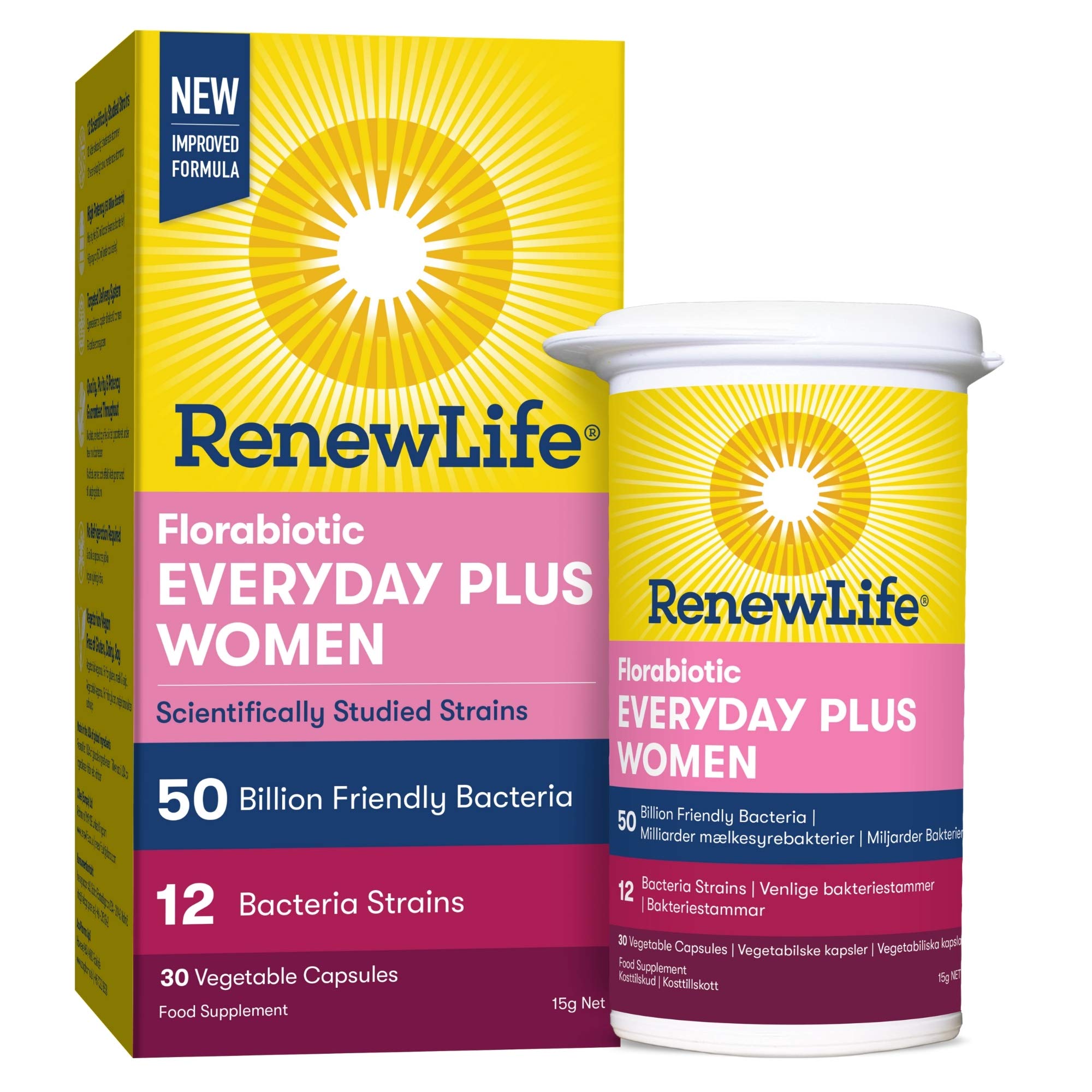 Renew Life ‘Everyday Plus Women’ 50 Billion Friendly Bacteria | 12 Bifidobacterium and Lactobacillus Strains | One Month Supply | 30 Oral Capsules