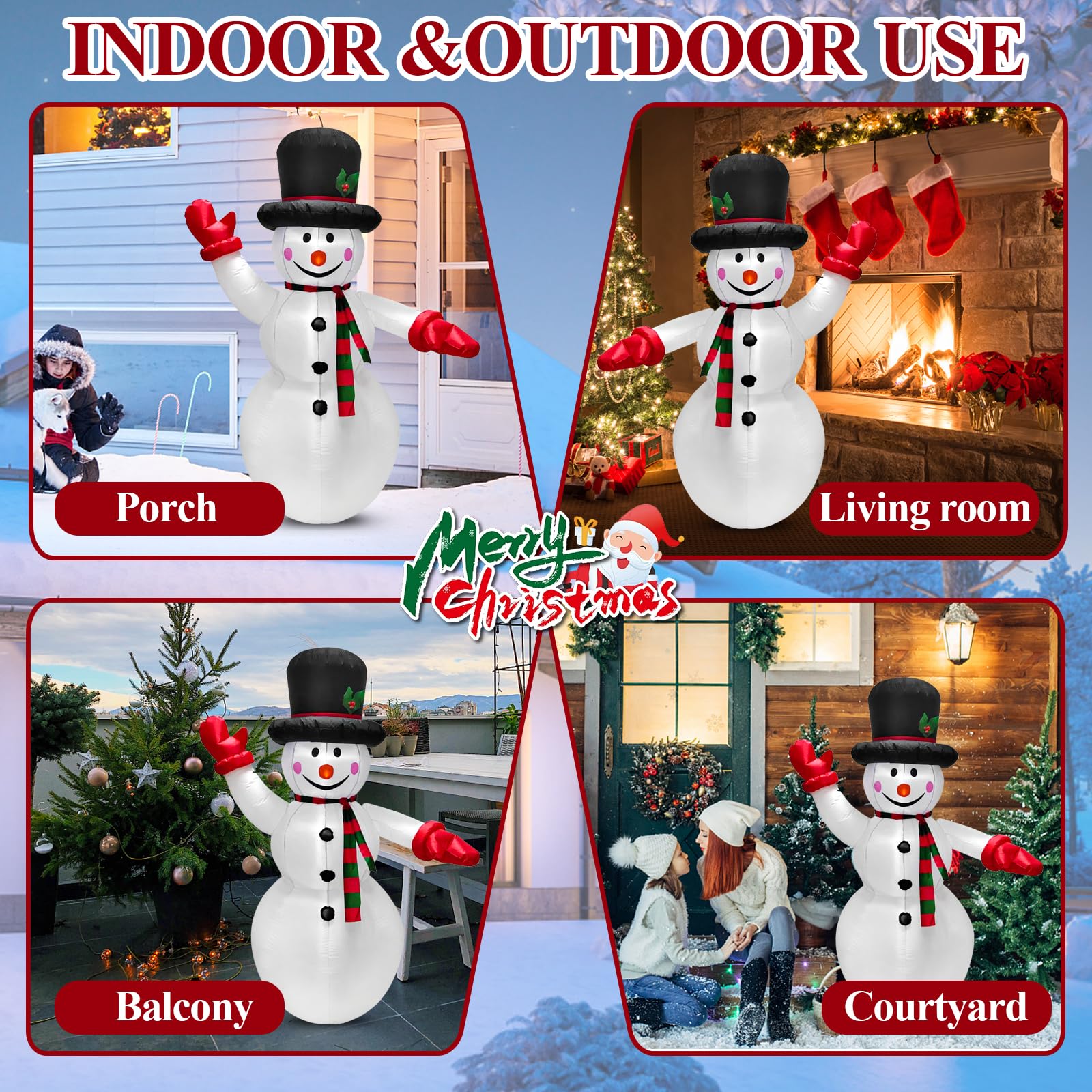 Pupazzo di neve gonfiabile natalizio da 1,8 m, decorazione per esterni con pupazzo di neve, decorazione natalizia da giardino, decorazione per cortile, con luce LED