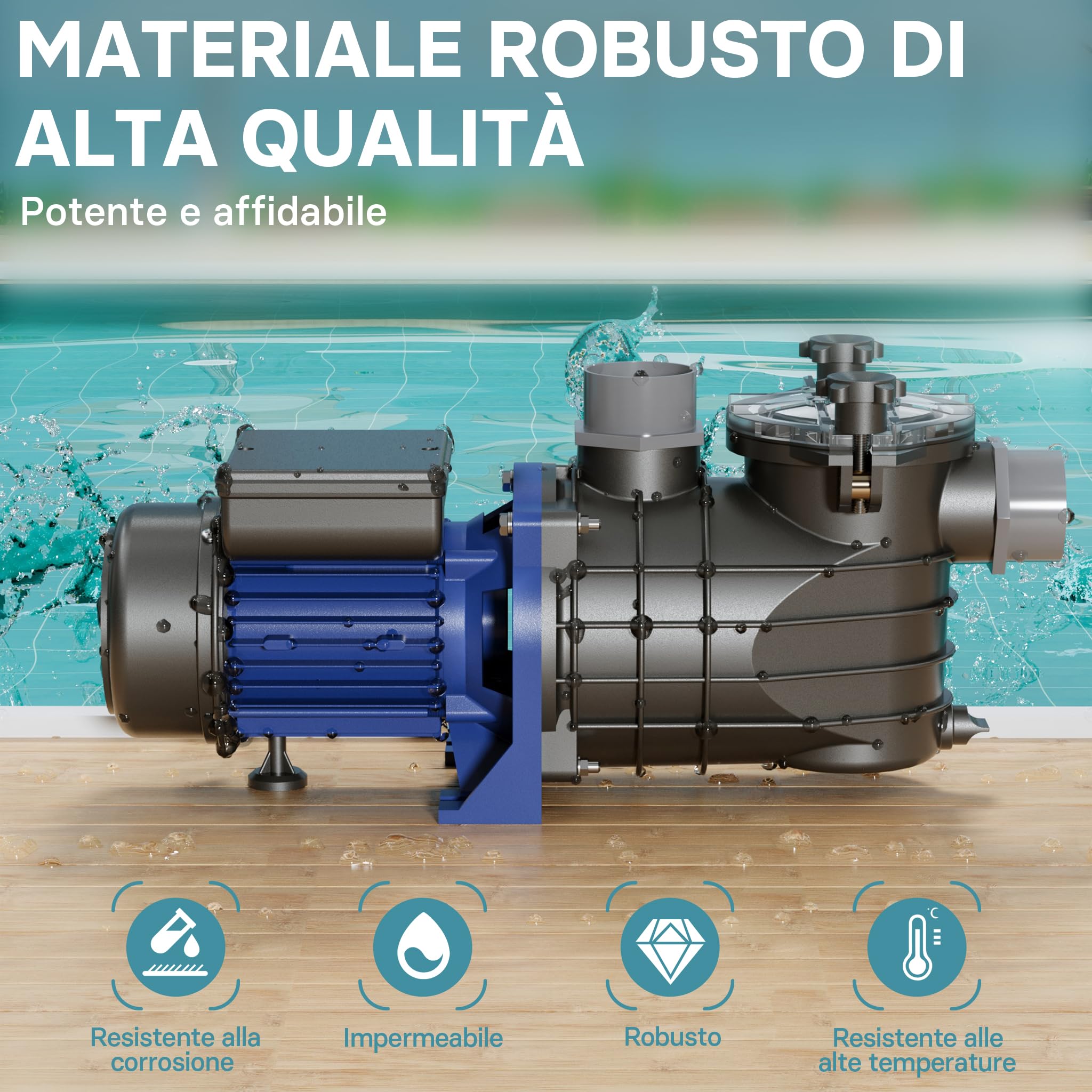 Pompa piscina per ricircolo e filtraggio 11700 l/h 250 W Pompa di circolazione