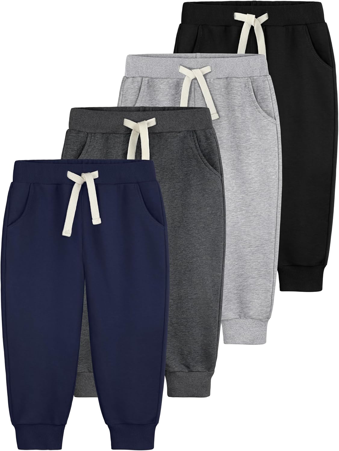 4 Pack Toddler Boys Sweatpants Cotton Toddler Boys Girls Sweatpants Pants with Pocket Drawstring