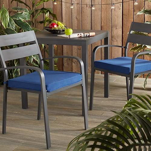 Miniatura 2 de Greendale Home Fashions Cojín cuadrado reversible para exteriores, de 18 pulgadas, color azul, 2 unidades