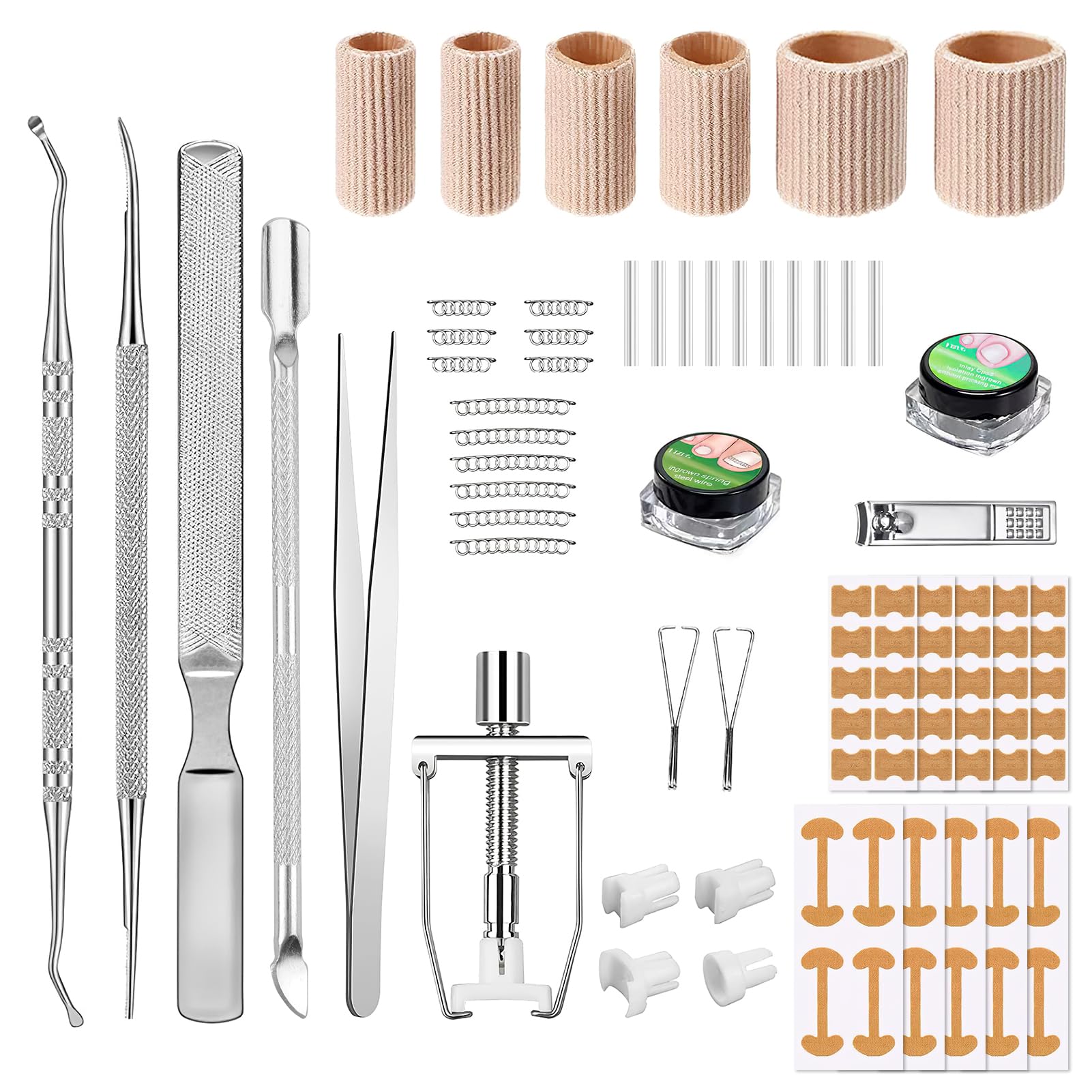 Kit per unghie incarnite, 32 pezzi professionali per la correzione delle unghie incarnite, incluso correttore in acciaio inossidabile e adesivi, sollievo dal dolore, per uso domestico