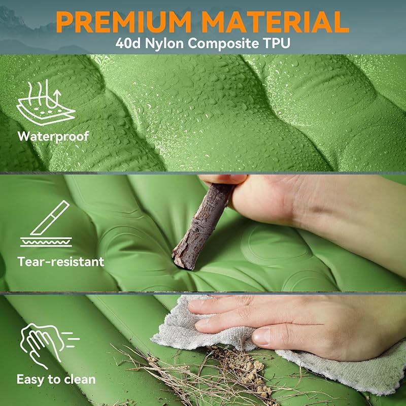 Relefree 140x200 cm kétszemélyes felfújható matrac lábpumpával, vízálló kemping matrac